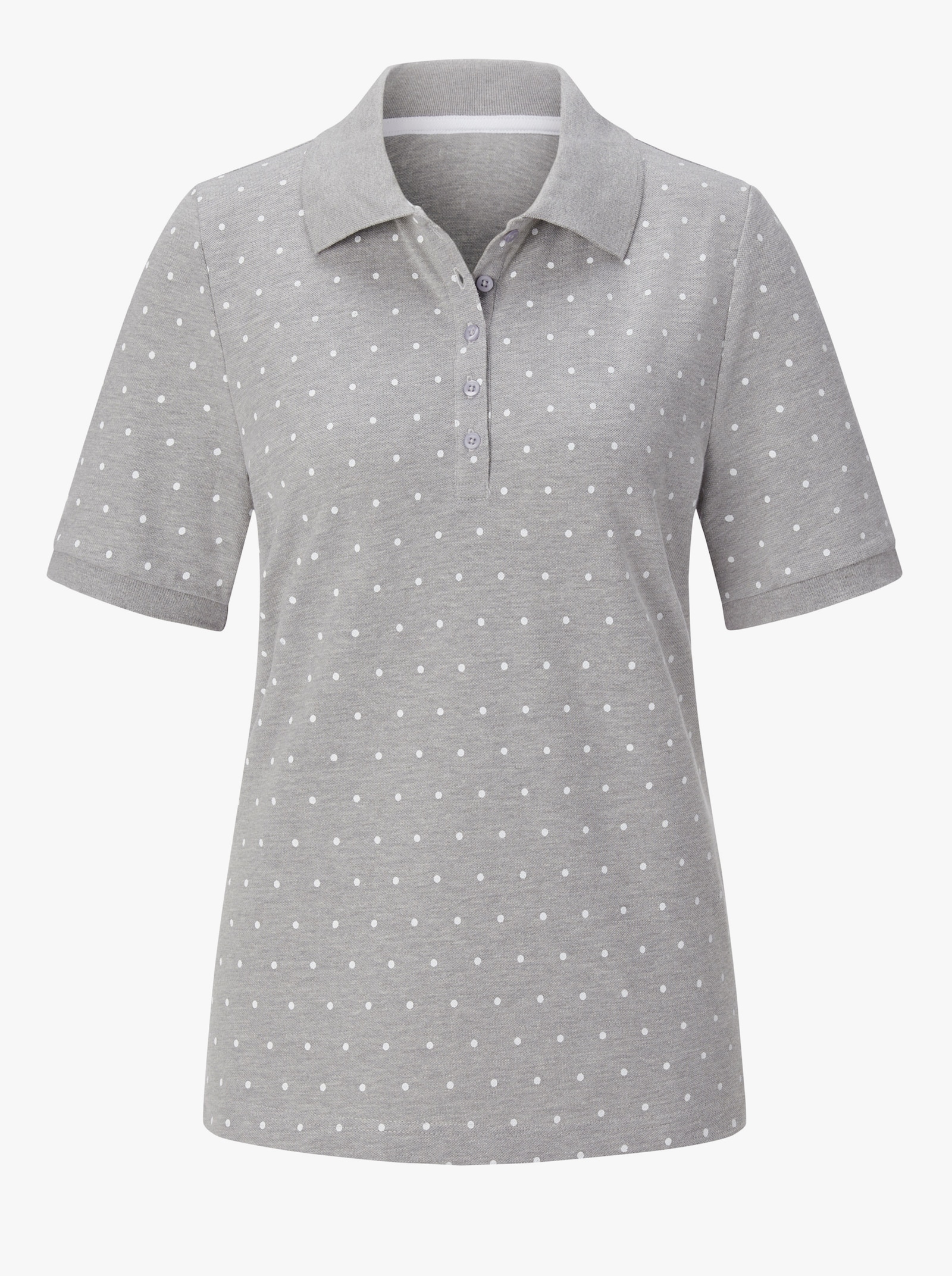 Poloshirt in Pünktchen-Dessin - grau-meliert-getupft