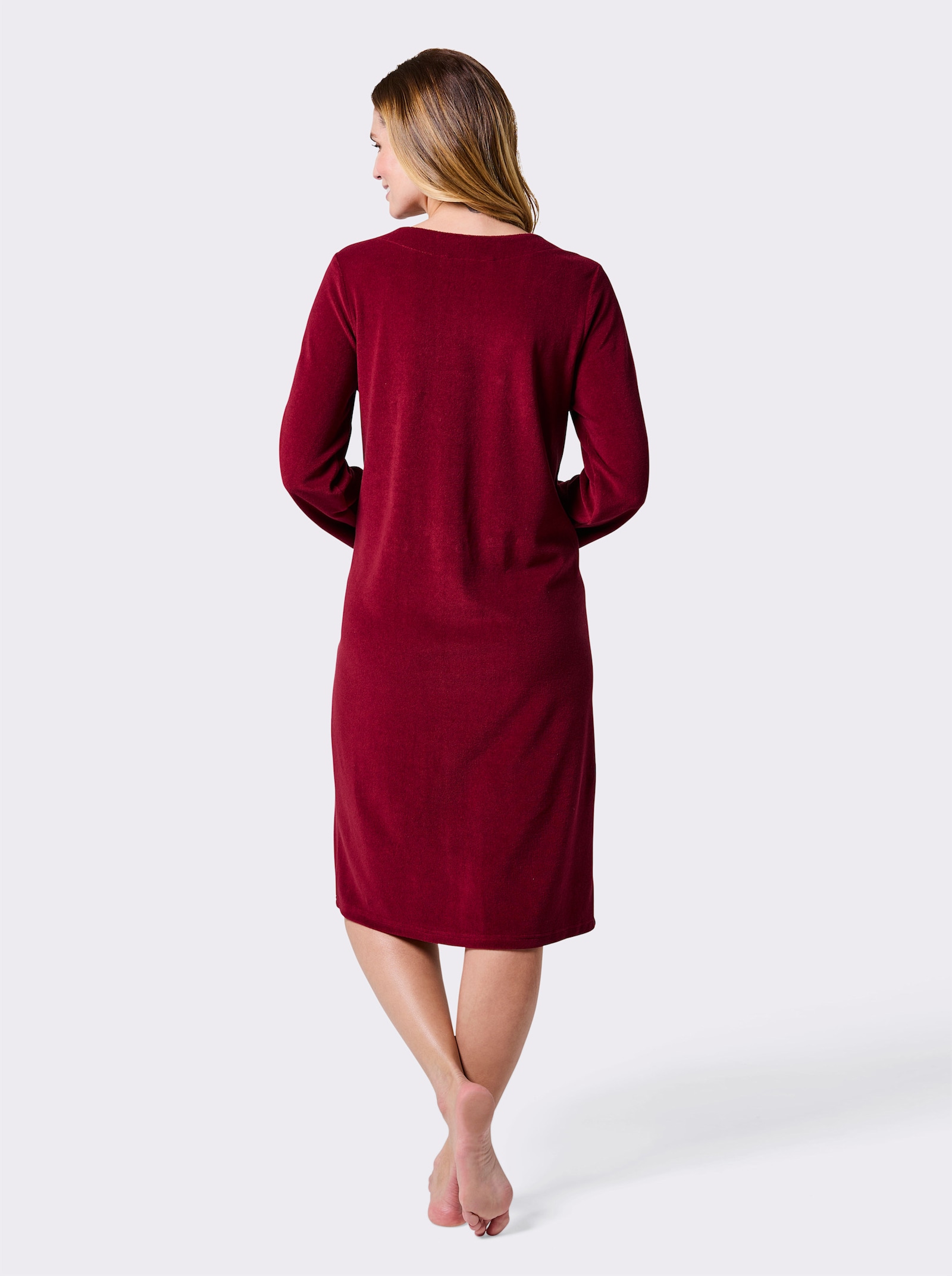 feel good Bademantel zum Knöpfen - dunkelrot