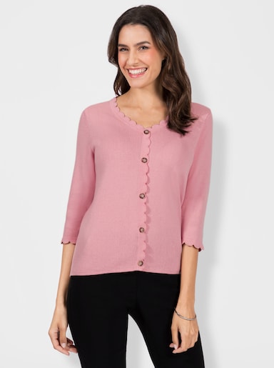 3/4 Arm-Pullover mit Knöpfen in Horn-Optik - rosenquarz