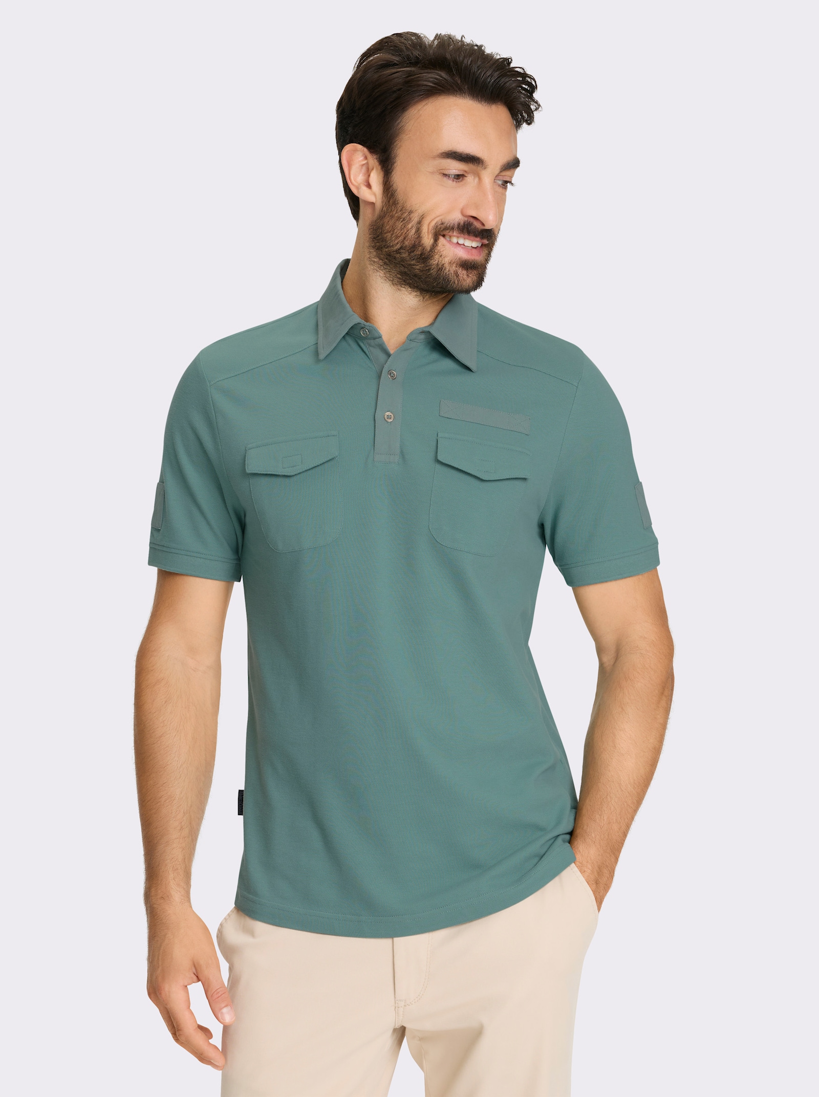 Marco Donati Kurzarmshirt mit Twill-Elementen - jade