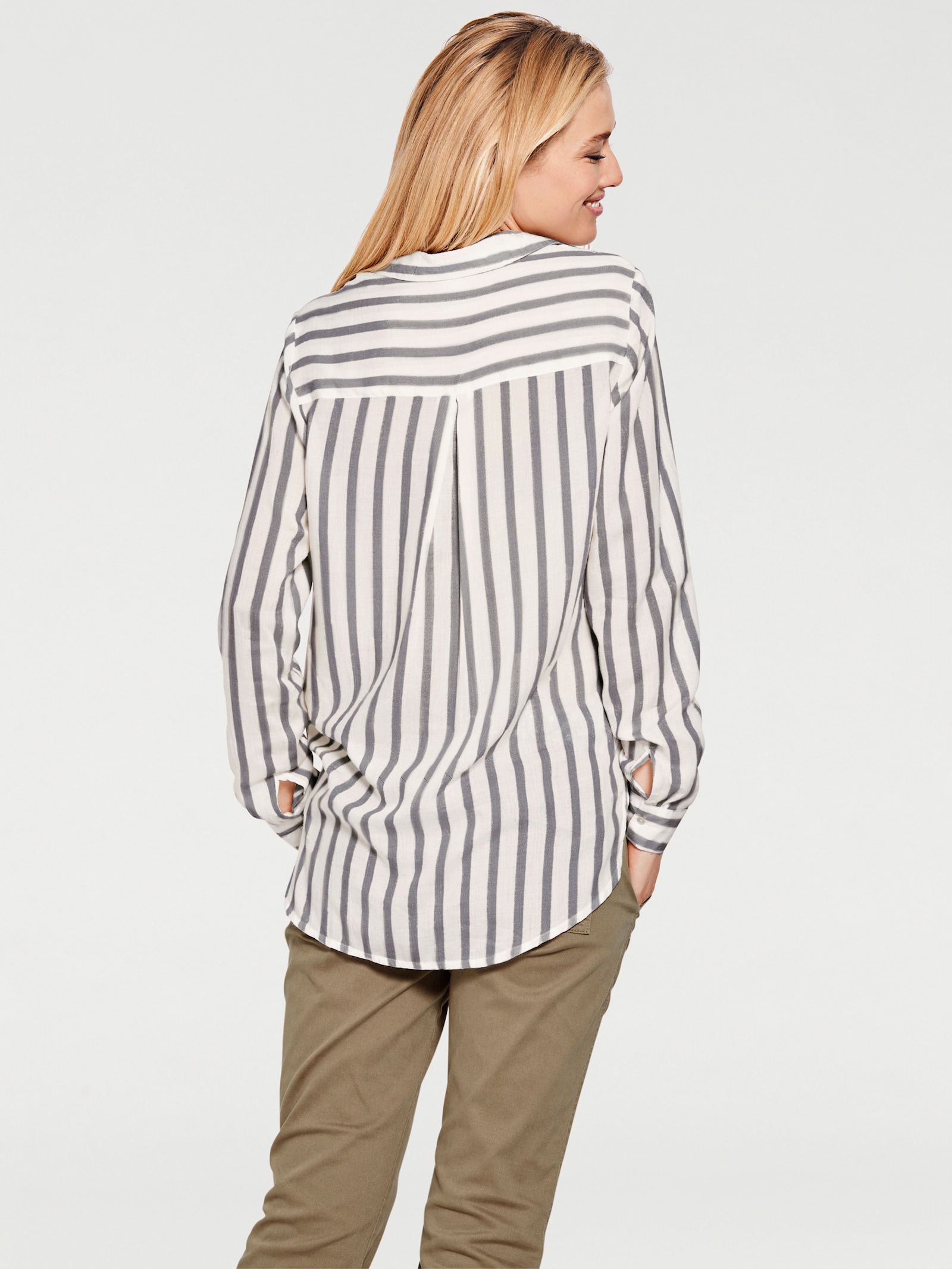 heine Overhemdblouse in streeplook - grijs/ecru