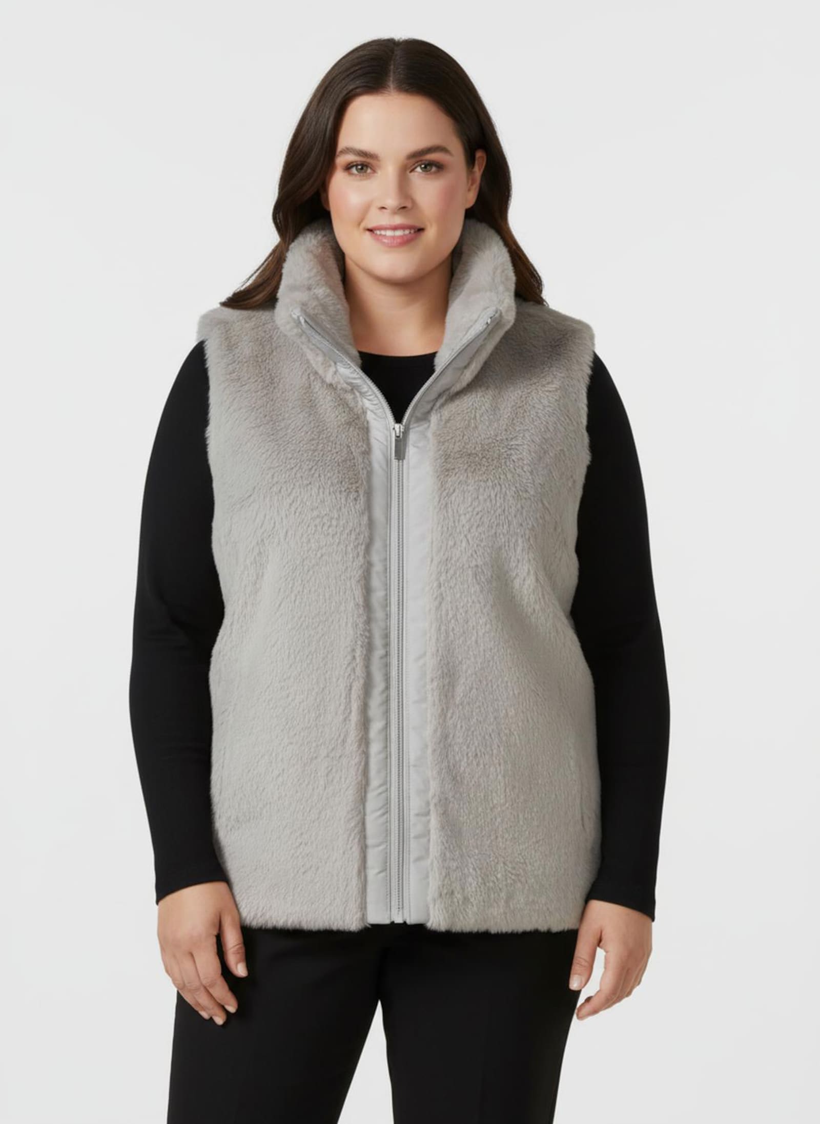 Fellimitatweste in kürzerer Form - hellgrau