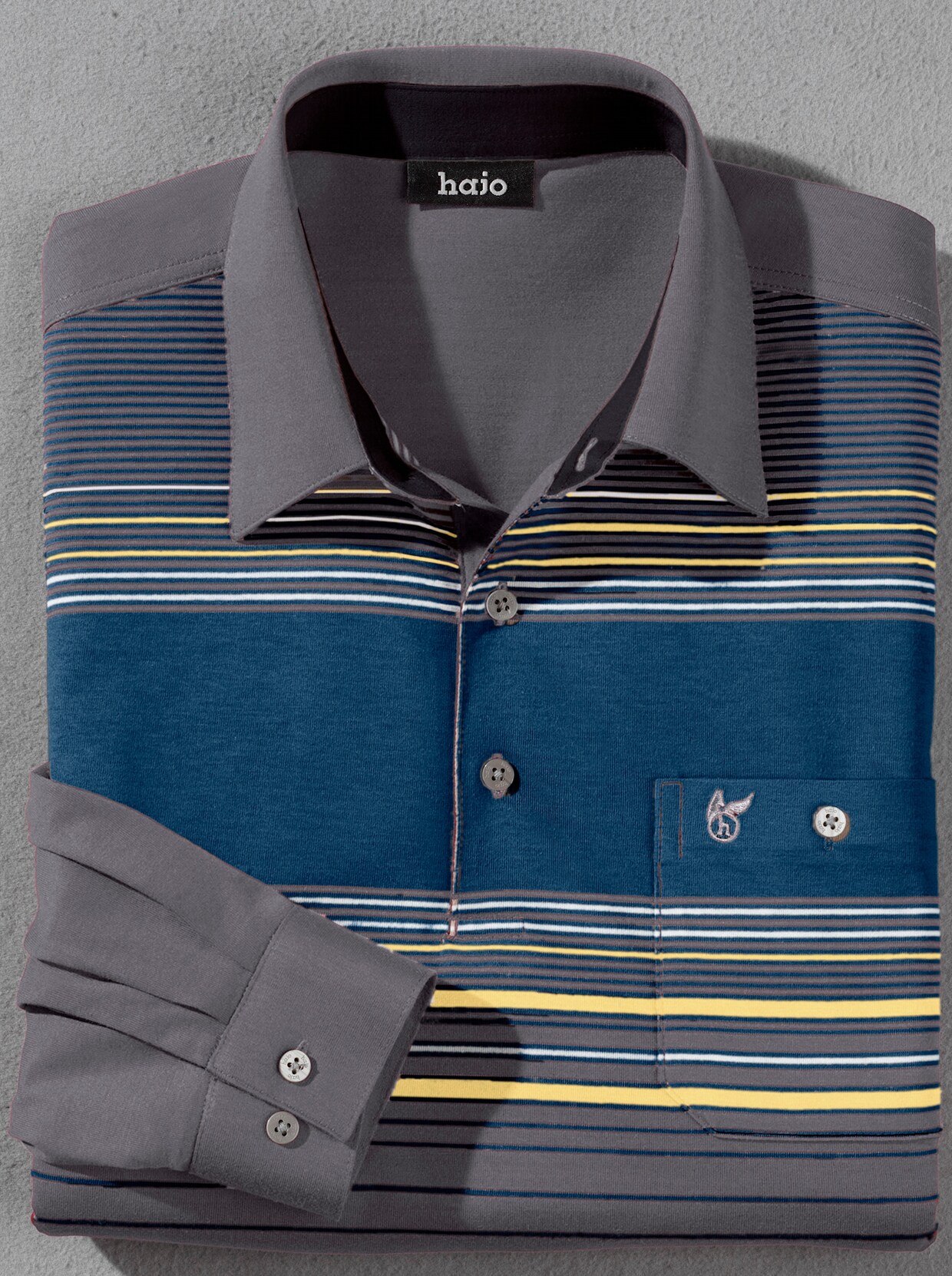 Langarm-Poloshirt - grau