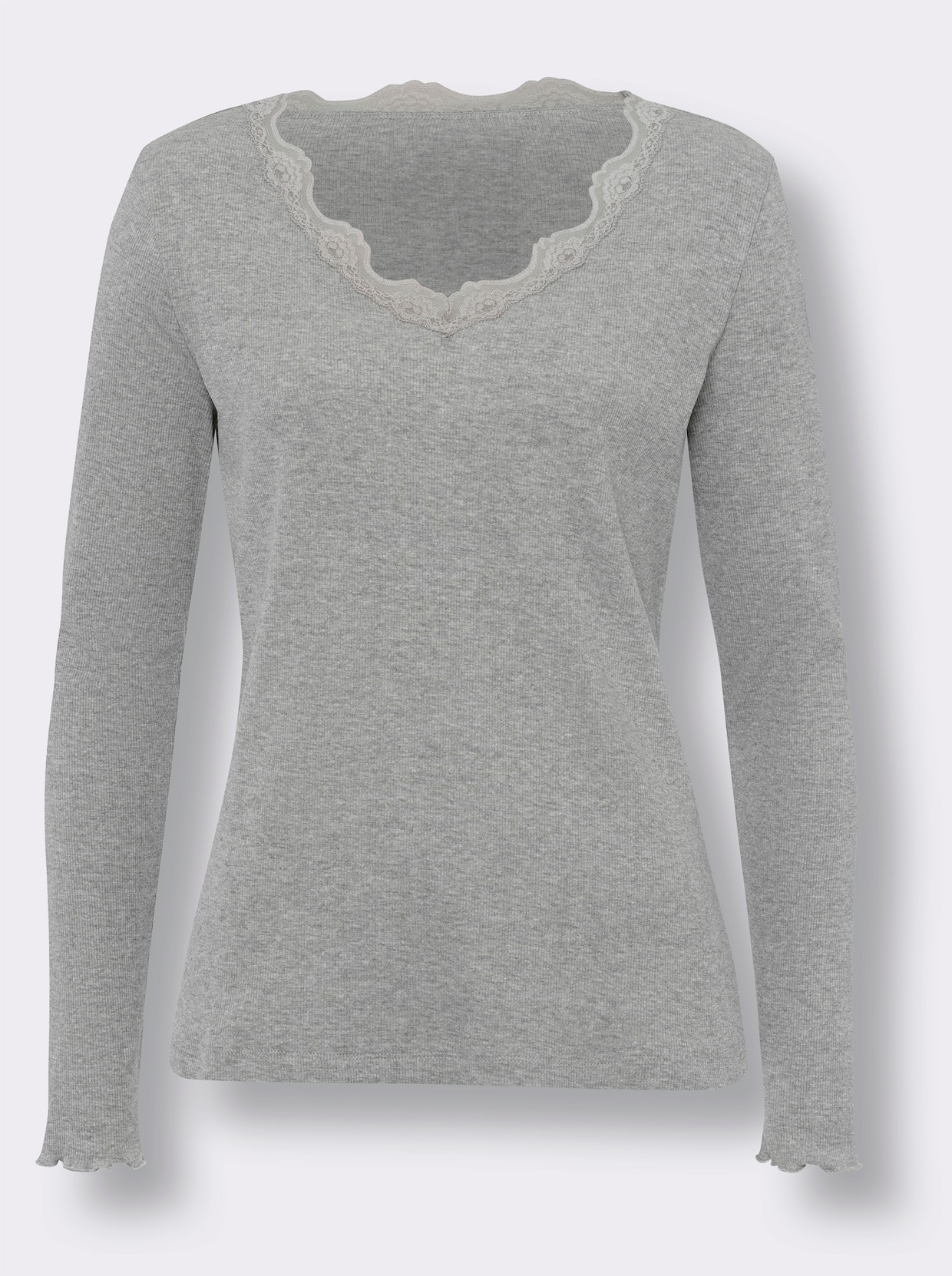 heine V-Shirt - hellgrau-meliert
