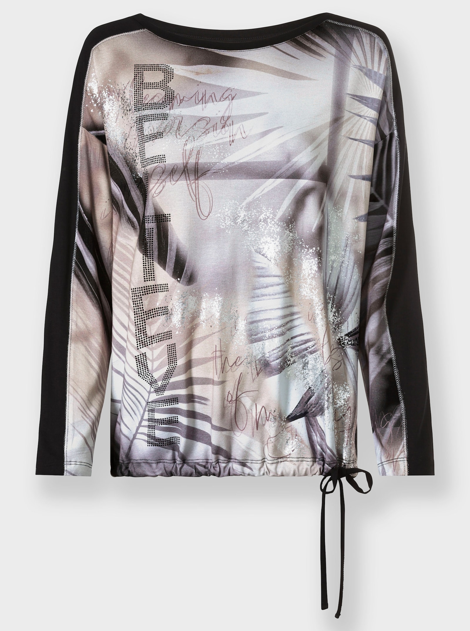 heine Langarmshirt mit Glanz-Effekten - sand-ecru-bedruckt