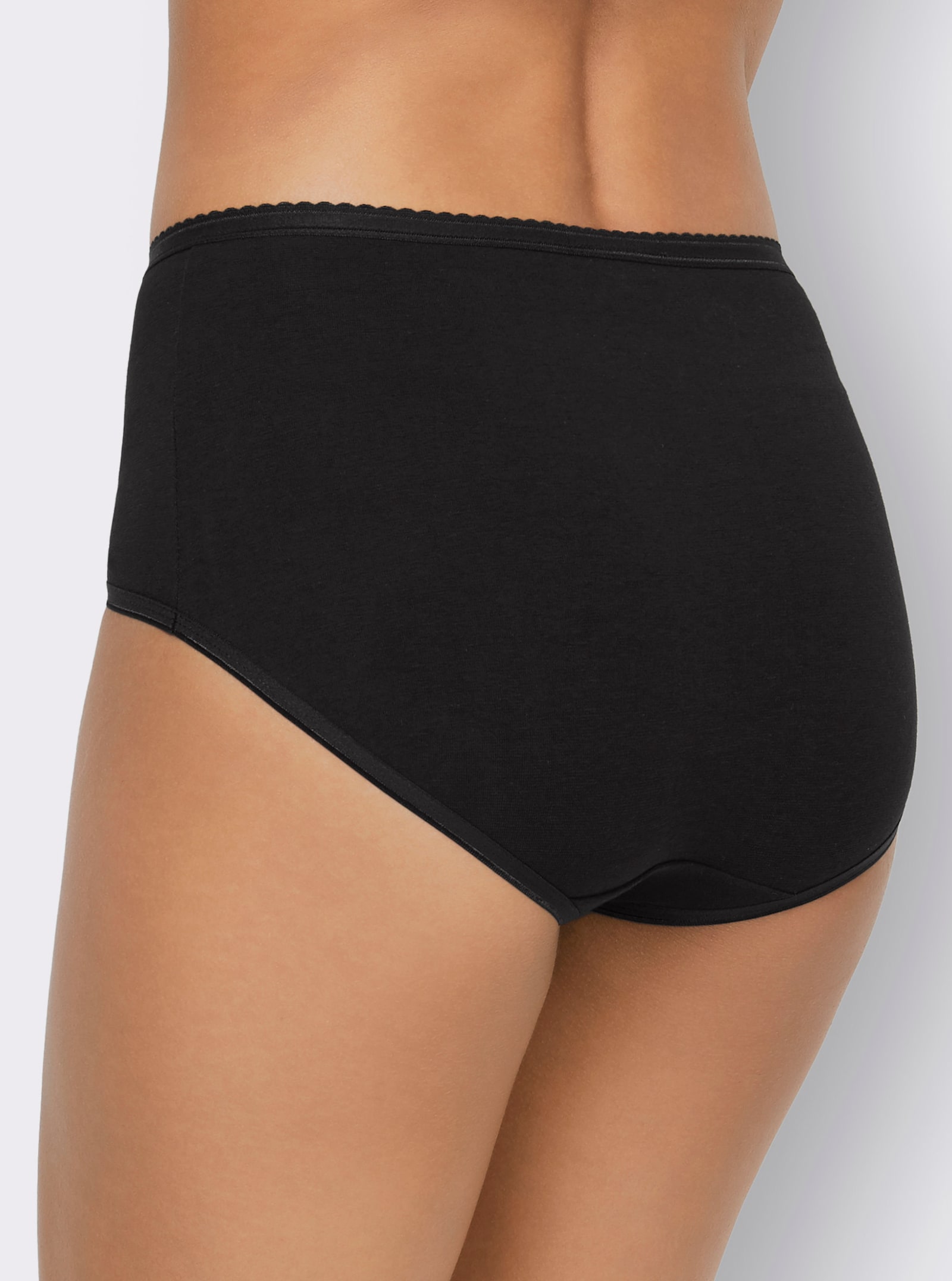 Kalhotky s pasem a bavlněným klínkem, bavlna - 3x bílá + 3x černá