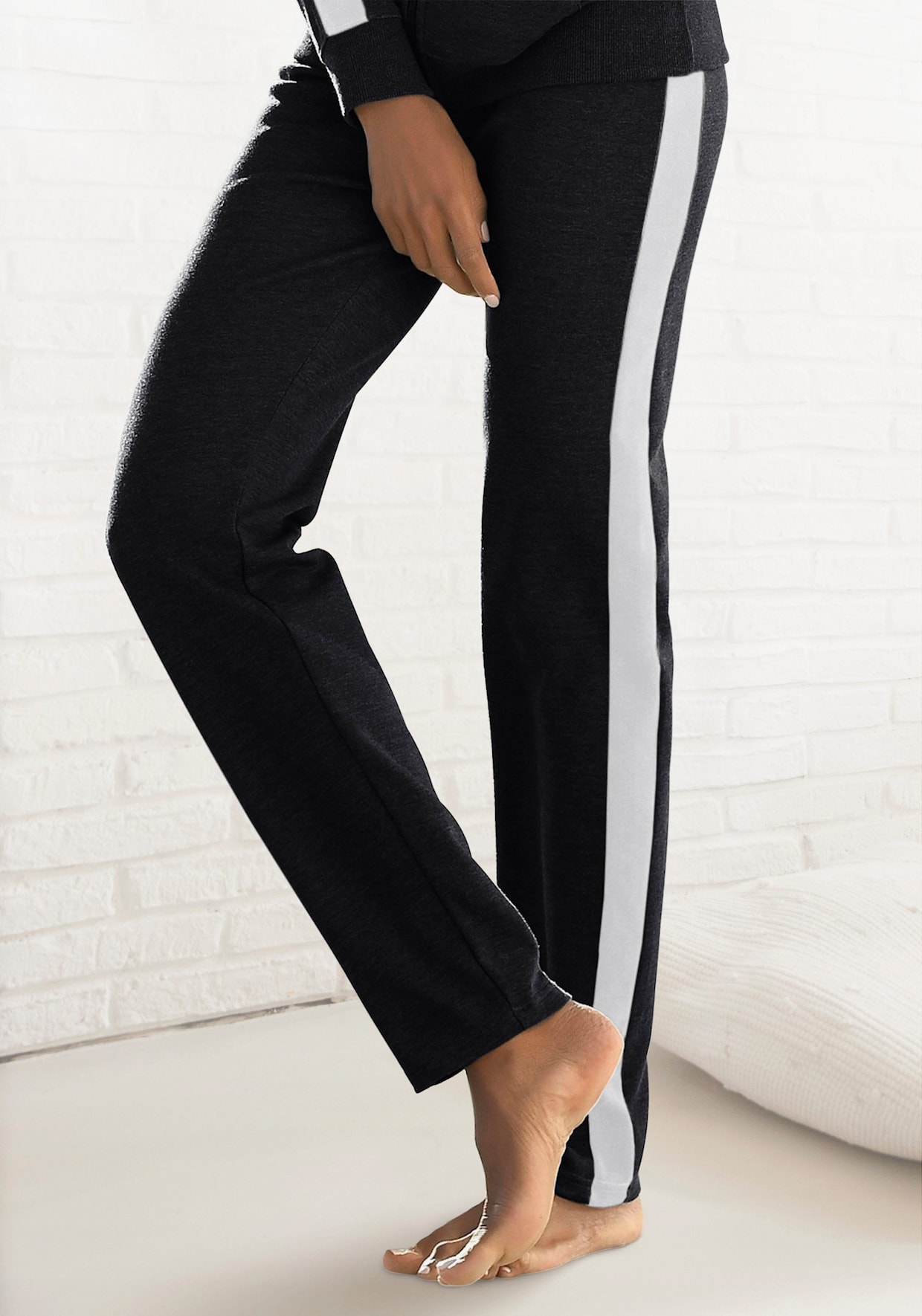 Loungehose - schwarz-weiß