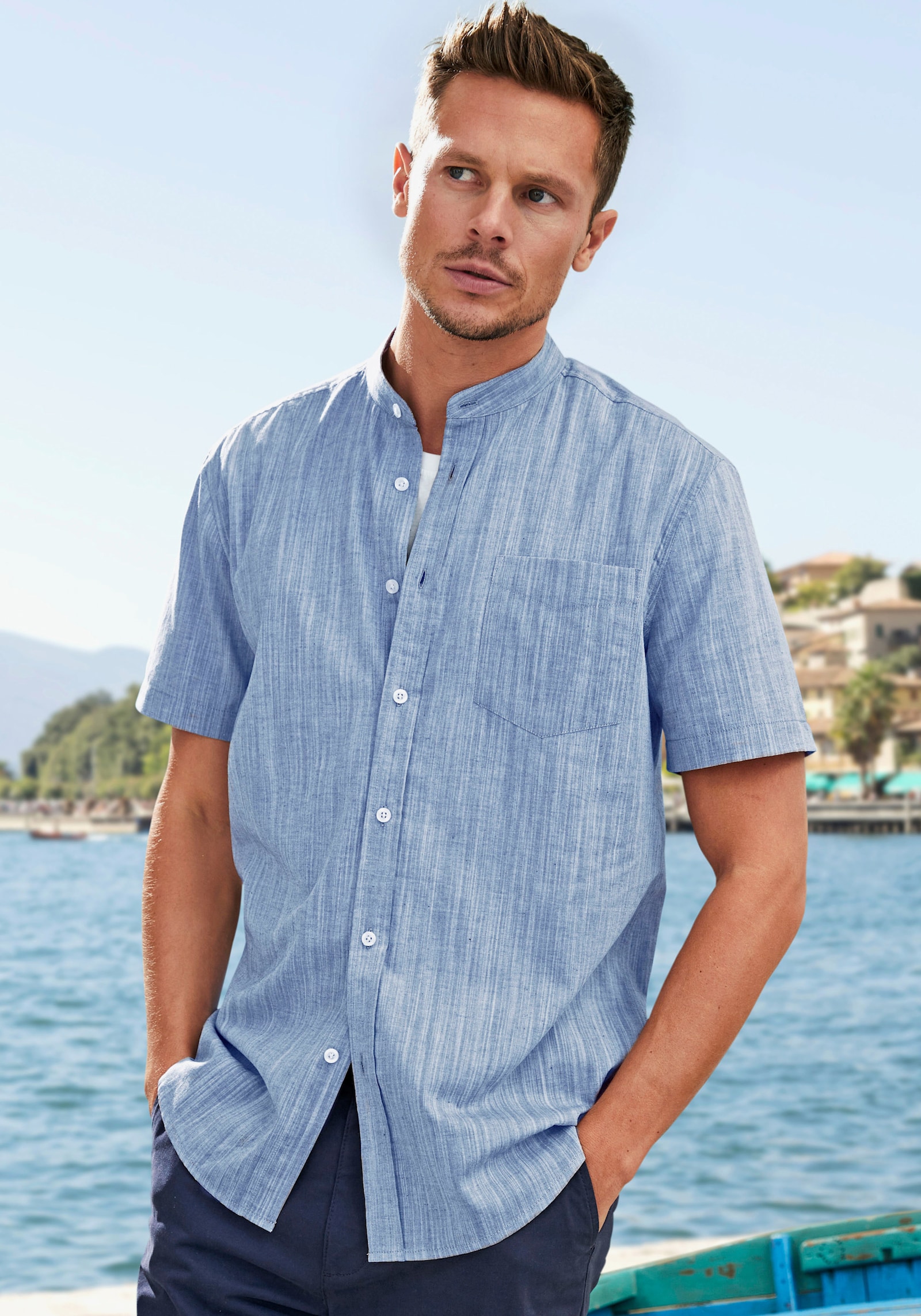 H.I.S Kurzarmhemd - blau