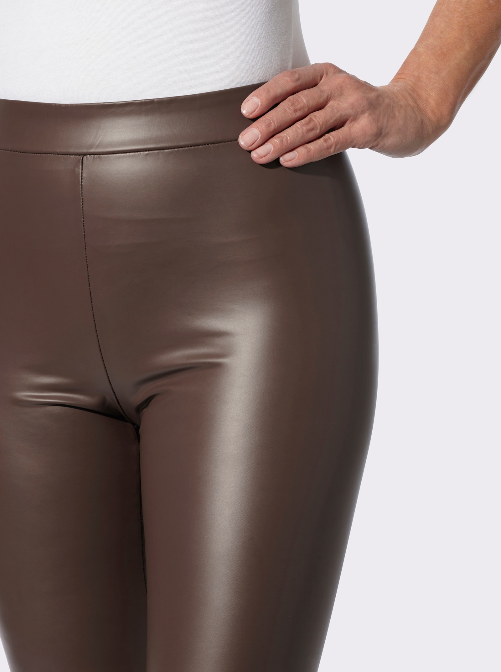 Leggings aus Leder-Imitat - schoko