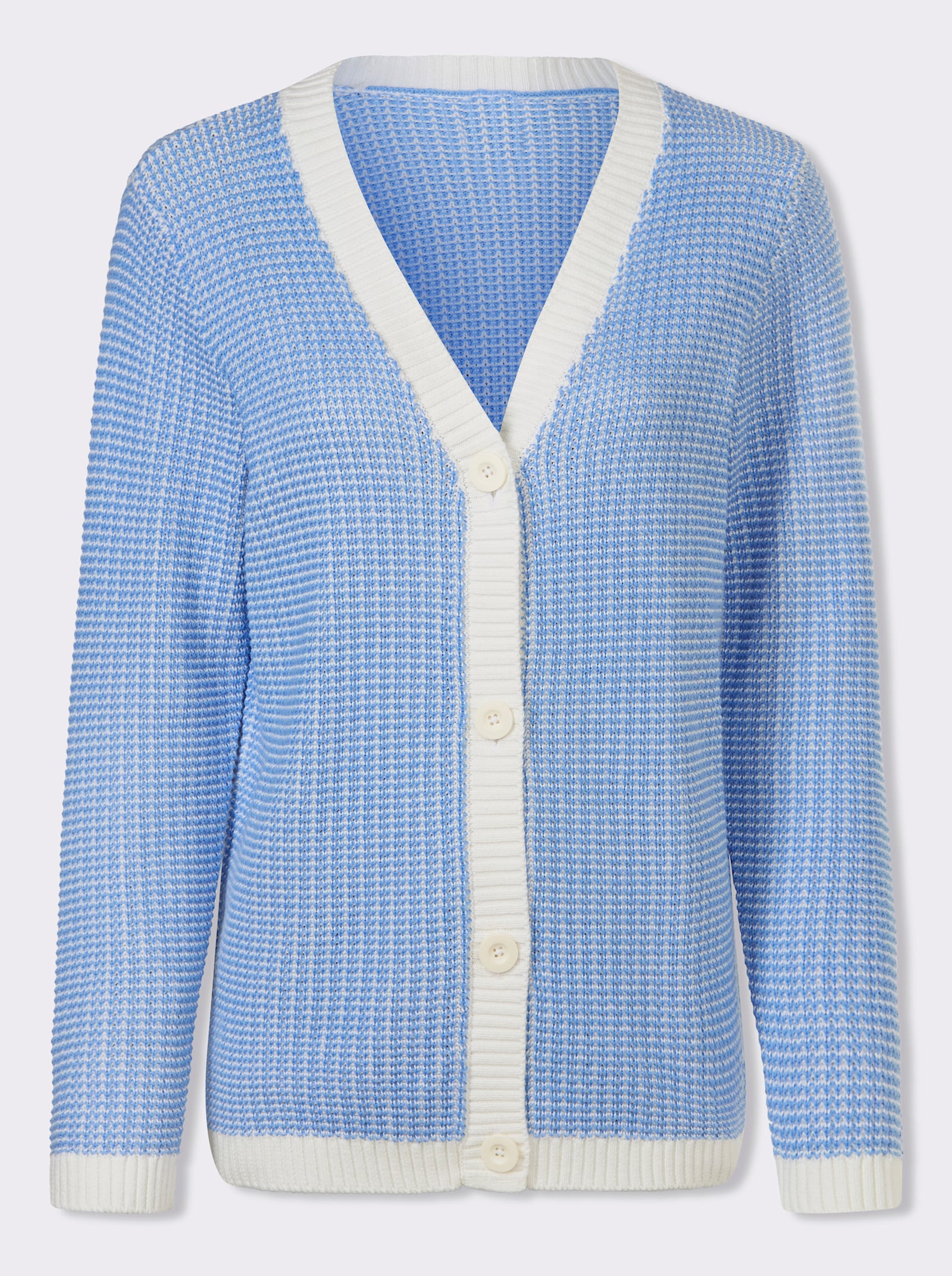 Kardigán s 2-farebným vzorom - Nebesky modro-svetlobéžový vzor