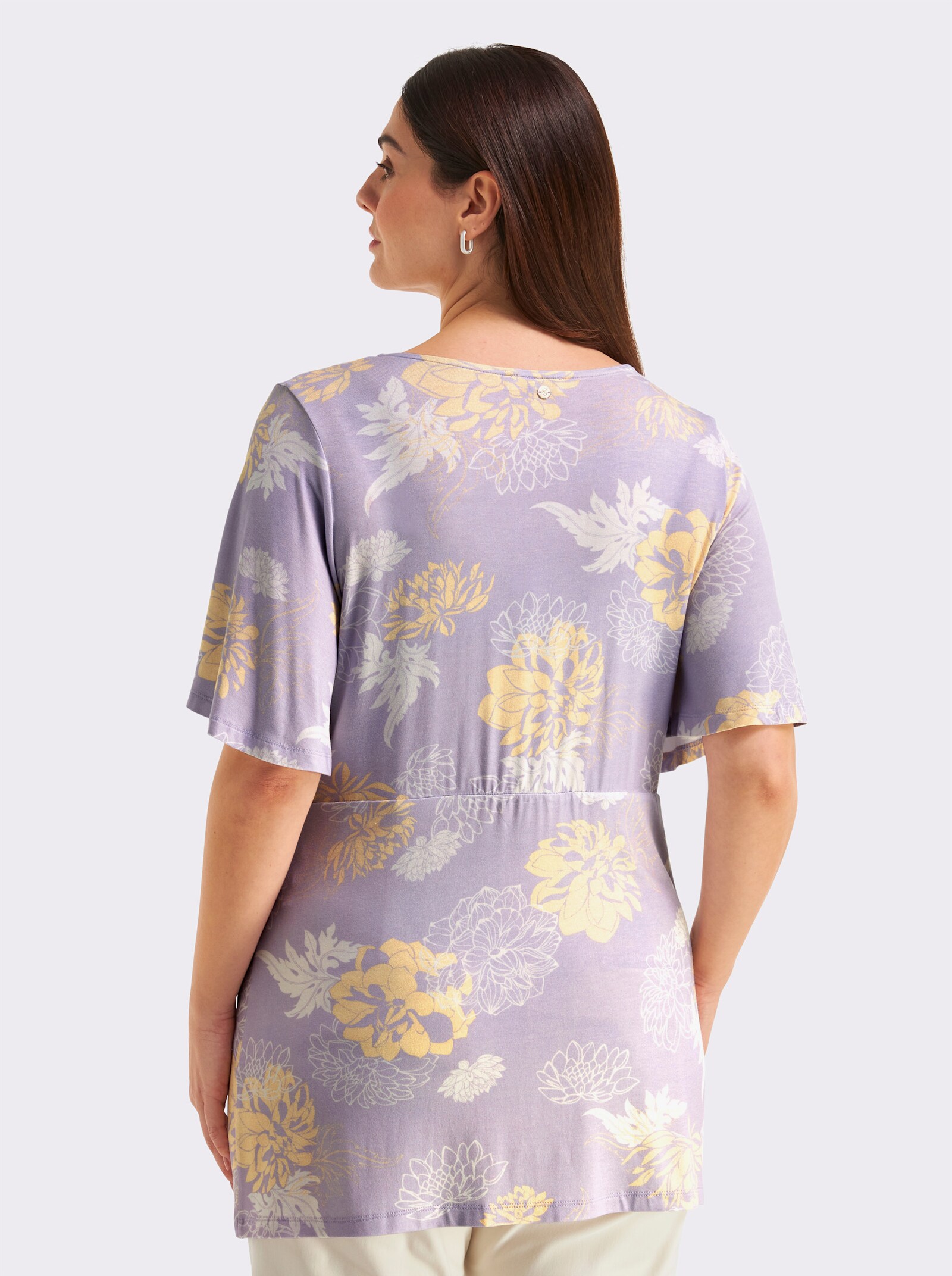 sheego Shirt mit raffiniertem Knotendetail - flieder-vanille-bedruckt