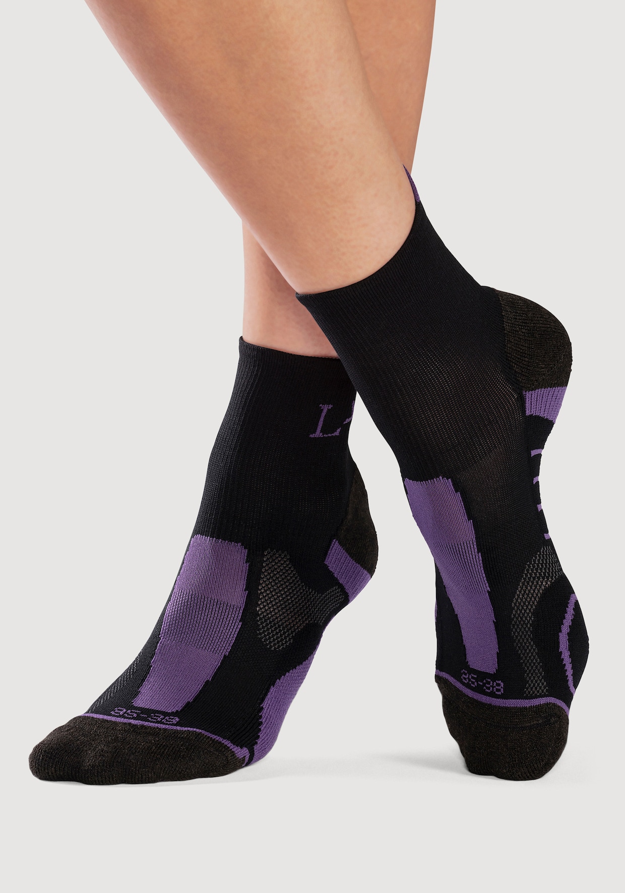 LASCANA ACTIVE Wandersocken - 1x schwarz-lila, 1x schwarz-rosa, 1x schwarz-grün