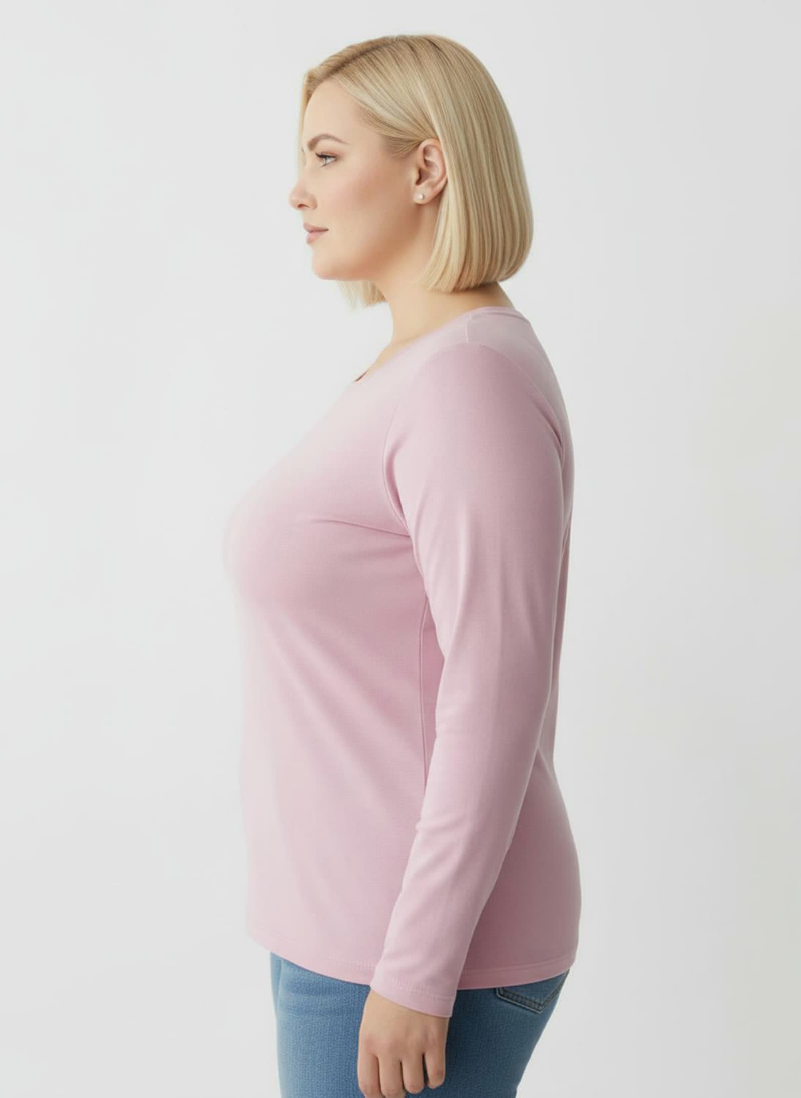 Rundhalsshirt mit zertifizierter Baumwolle - rosé