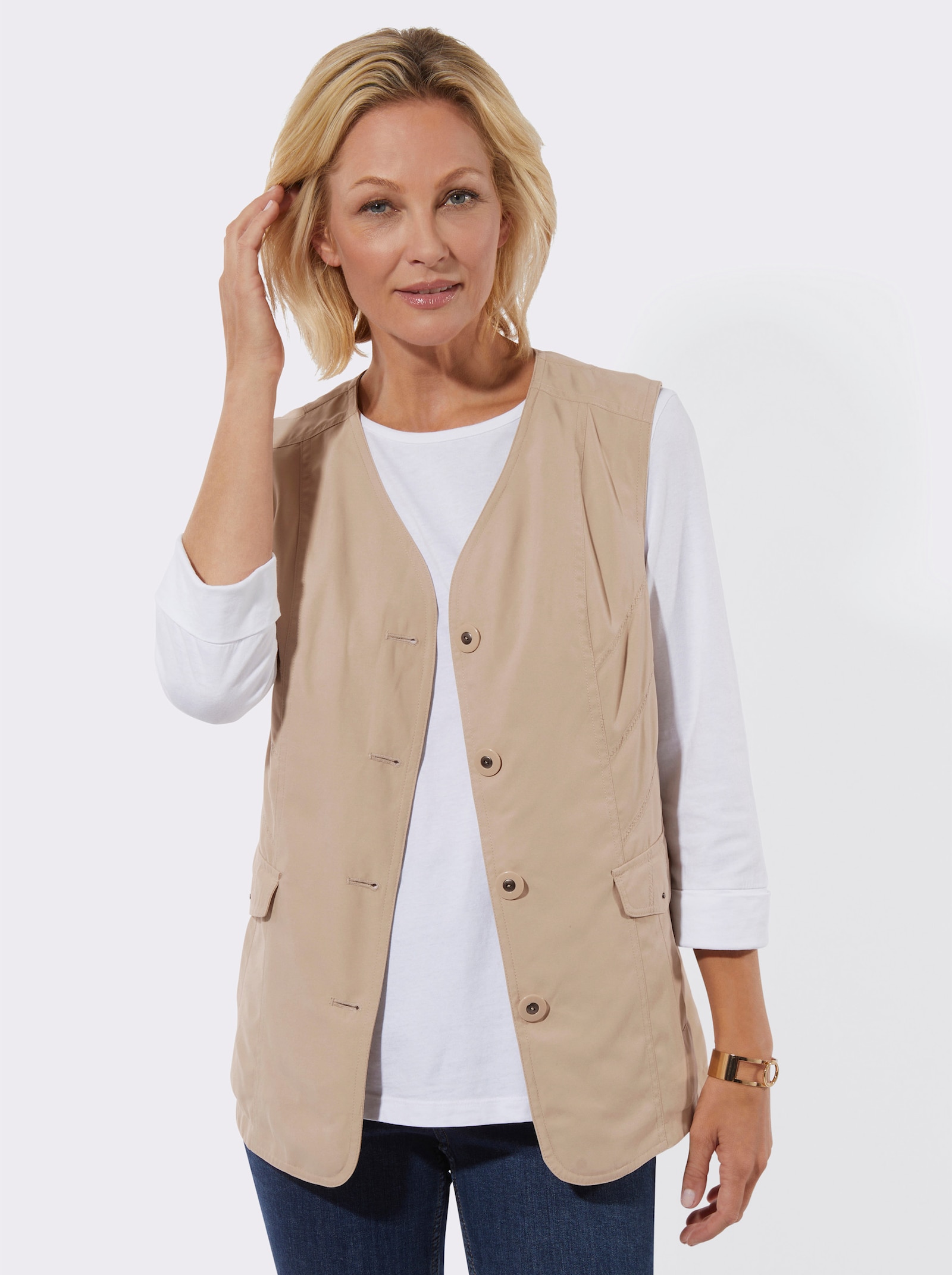 Functioneel gilet van microgaren - beige