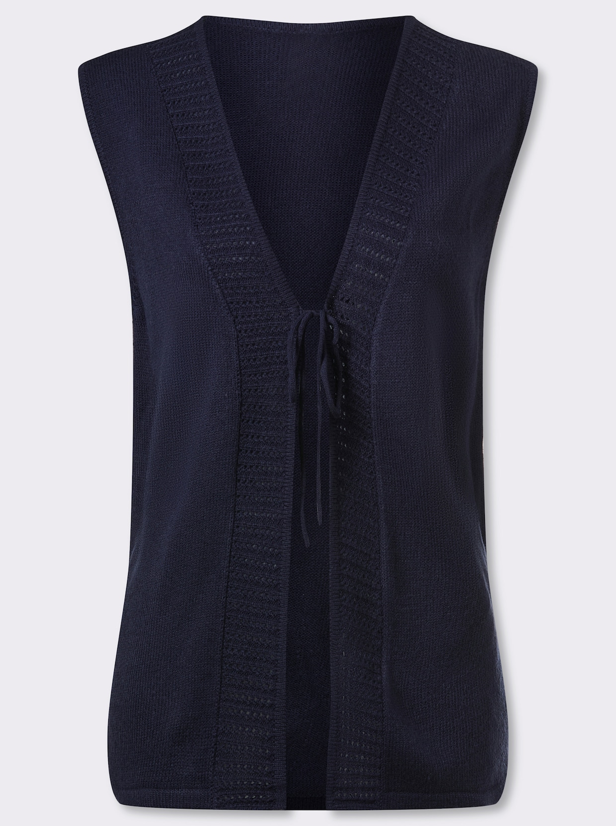 Mouwloos vest met ajourpatroon voor - marine