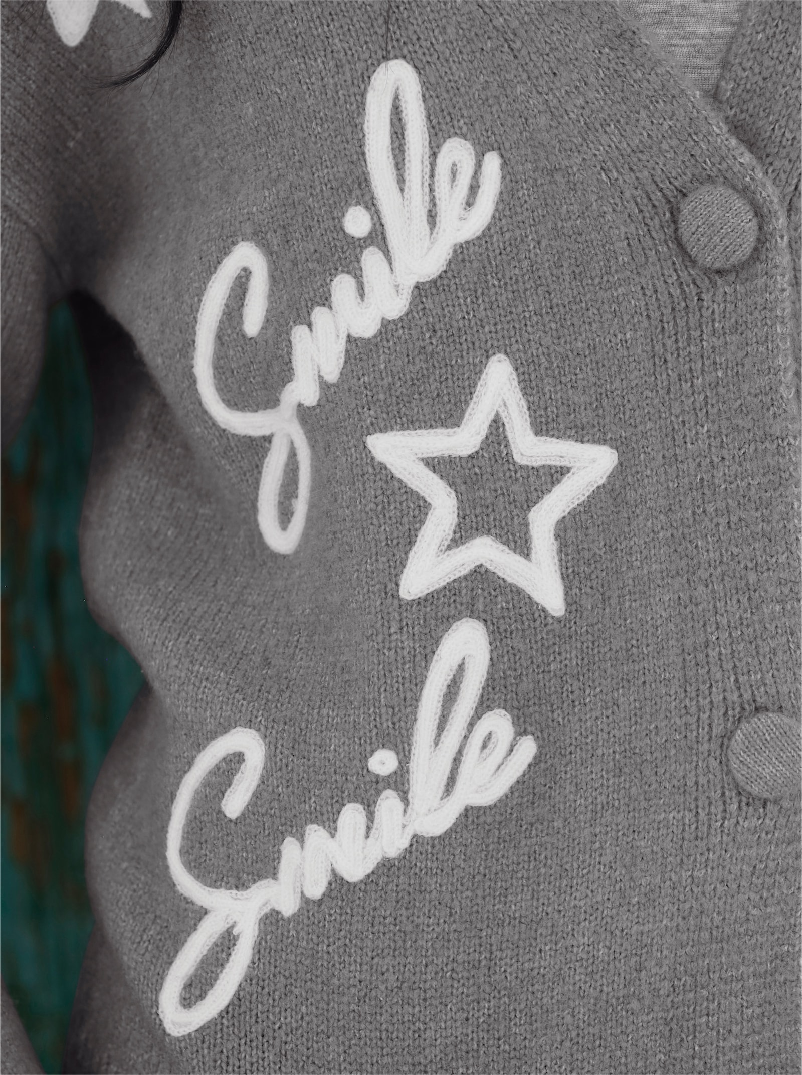 heine Vest met borduursel - grijs gemêleerd