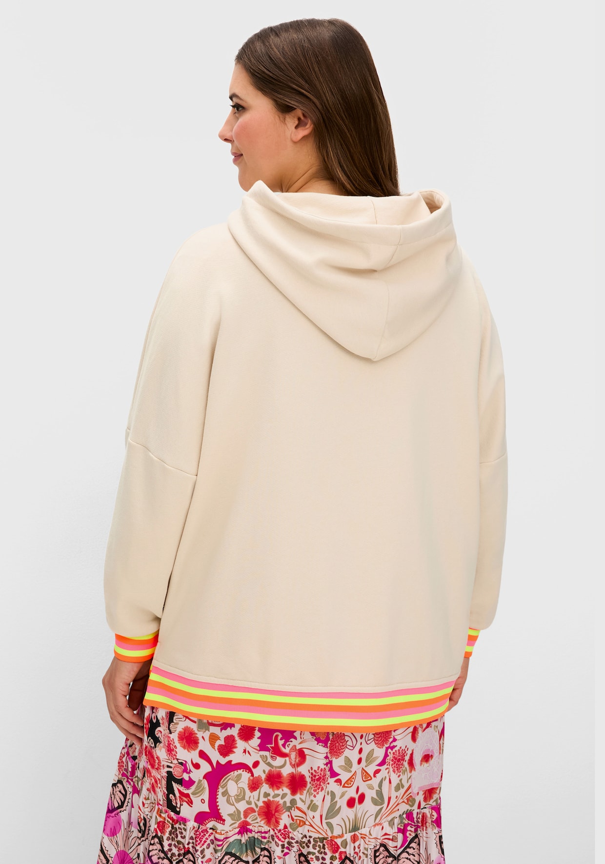 sheego loves miss goodlife Kapuzensweatshirt - pink-gemustert
