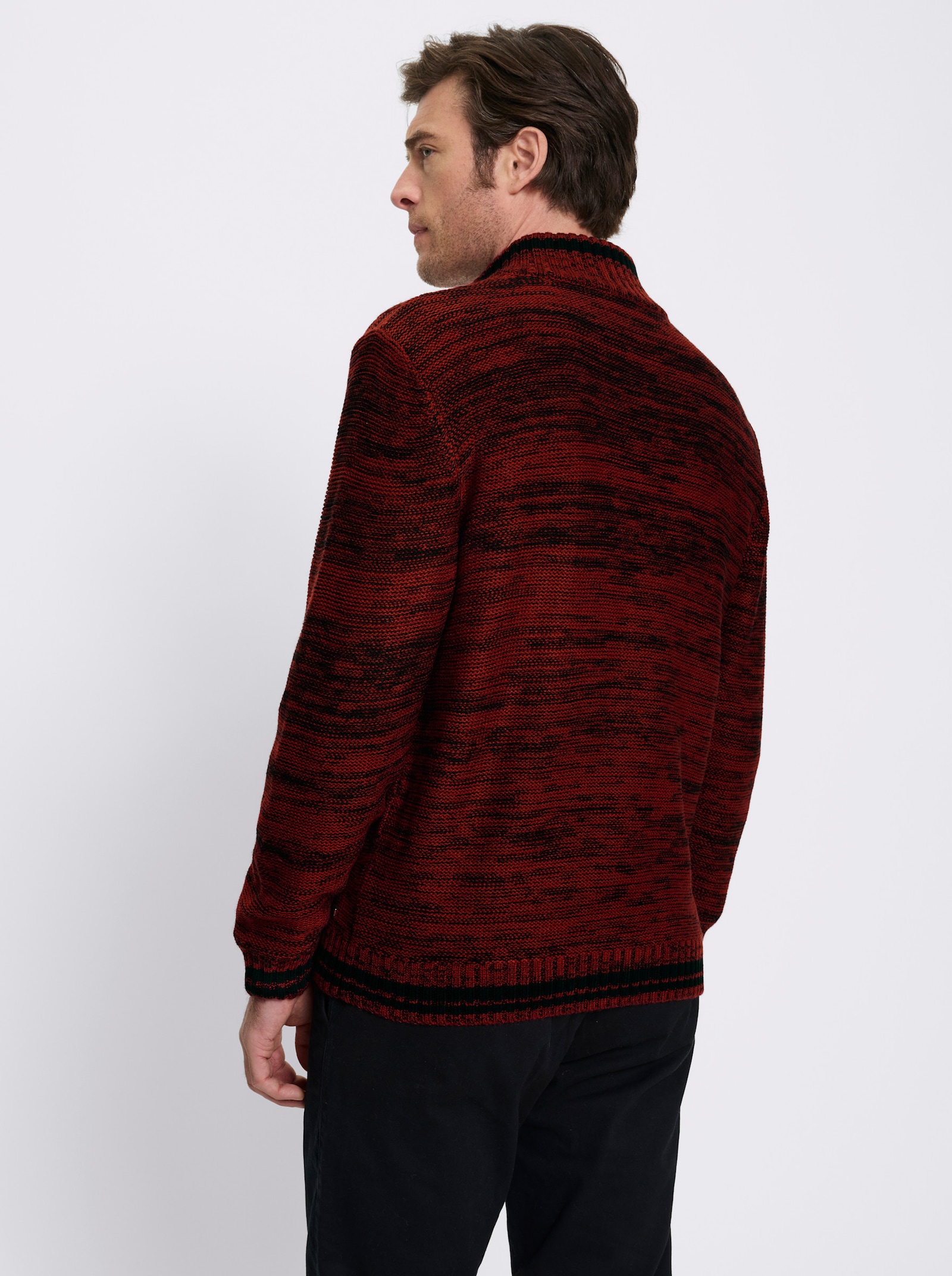 Marco Donati Strickjacke mit Reißverschluss - kirsche-schwarz-meliert