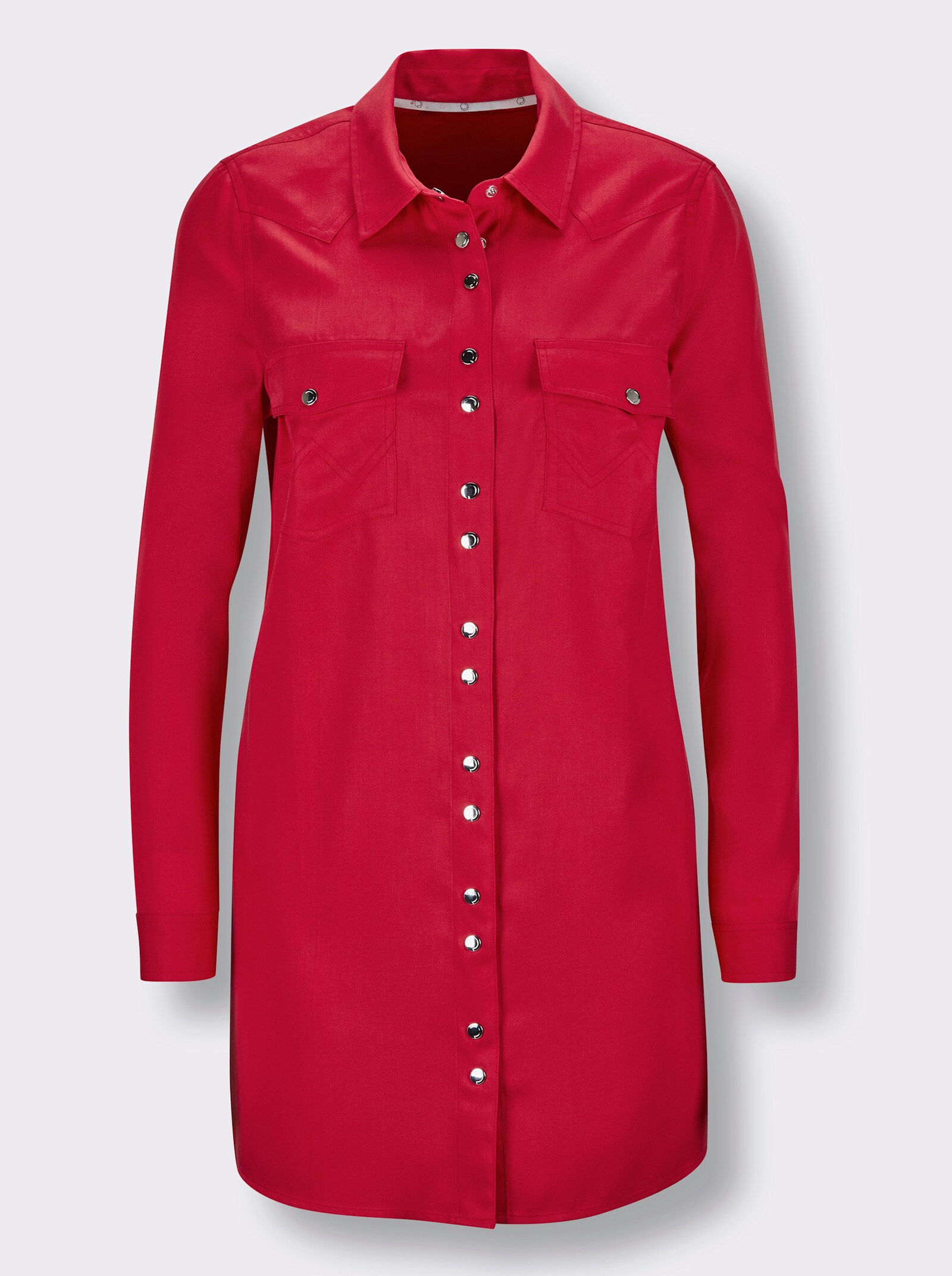 CREATION L PREMIUM Longbluse mit Druckknöpfen - erdbeere
