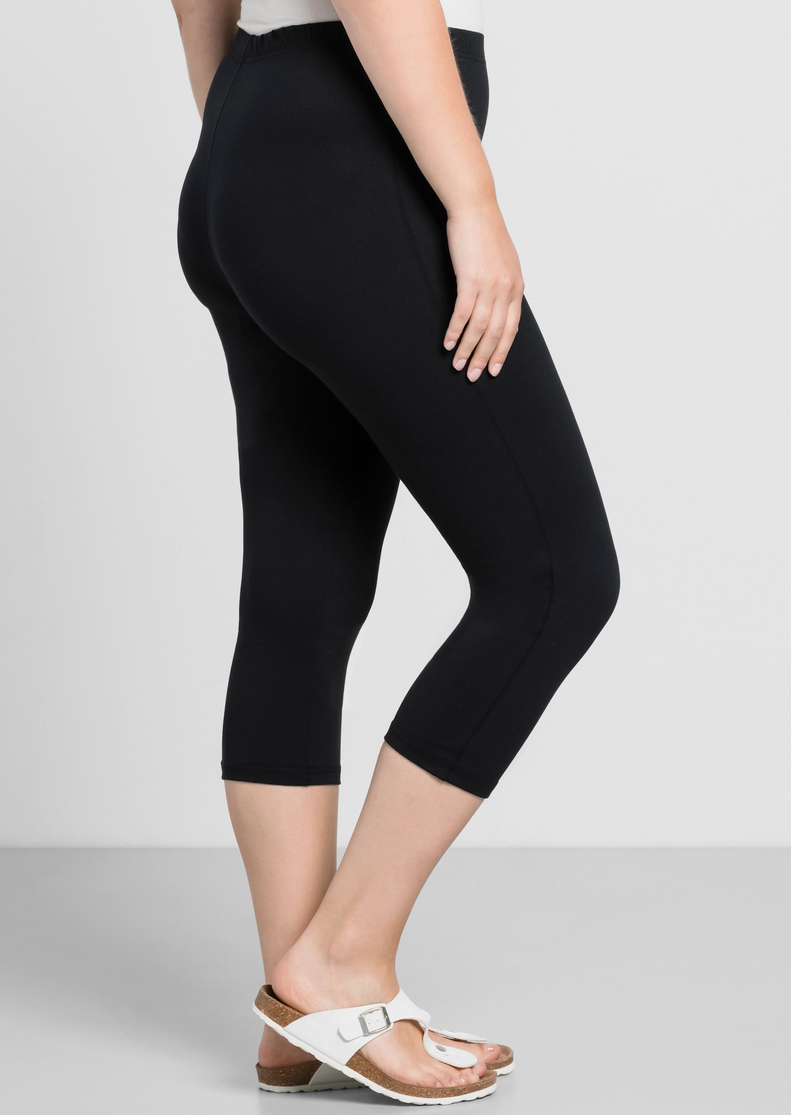 sheego Caprileggings mit Gummizugbund - schwarz
