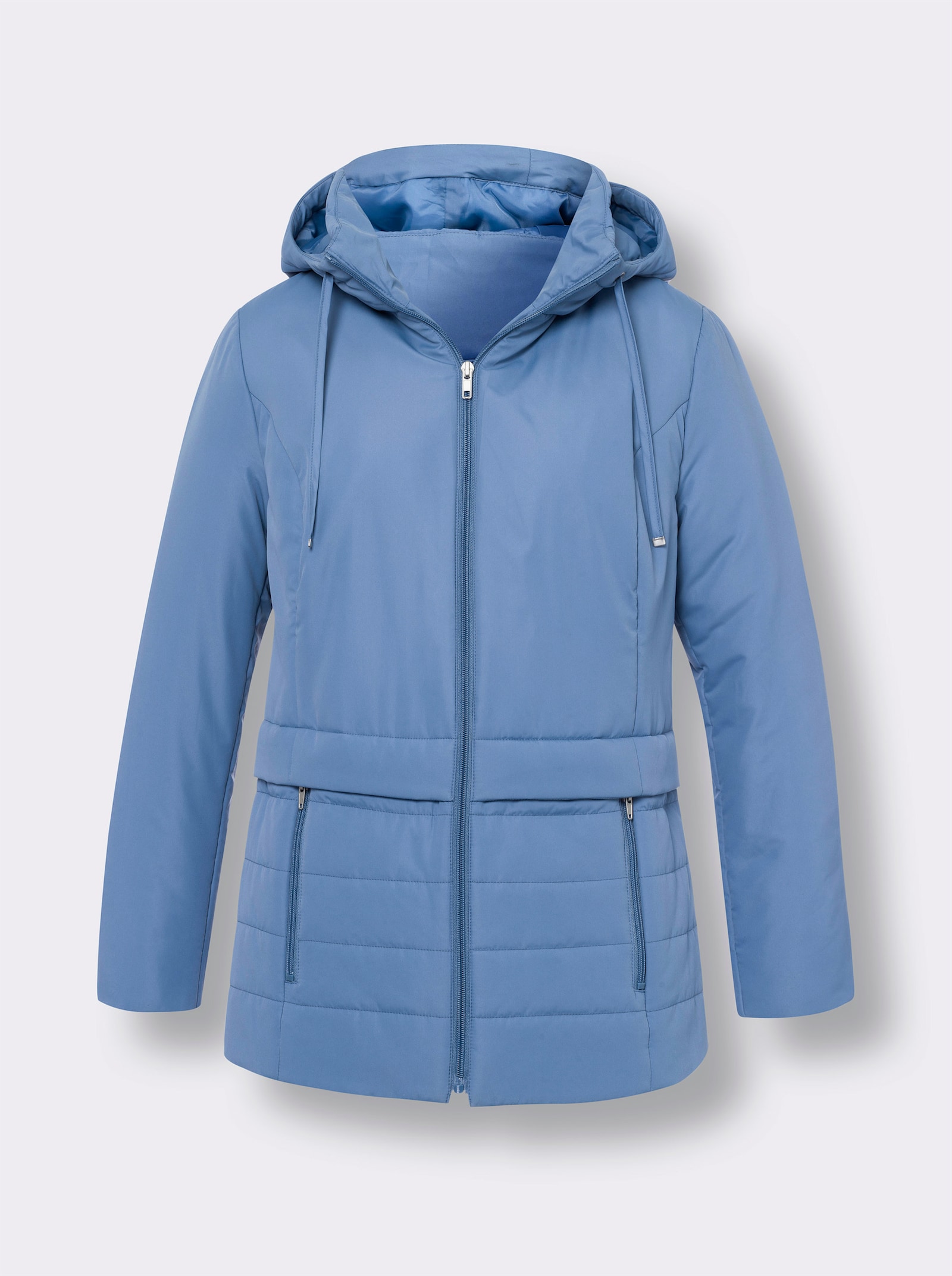 Steppjacke mit Kapuze - mittelblau
