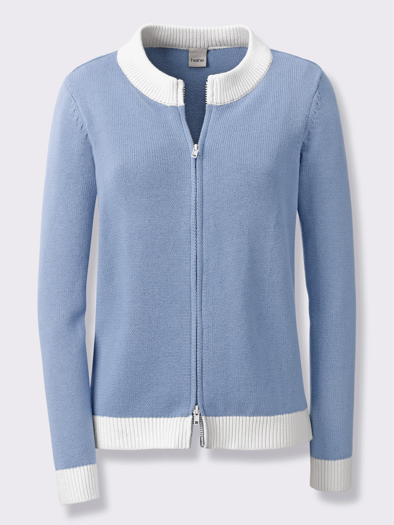 heine Strickjacke mit Blockstreifen - bleu-ecru
