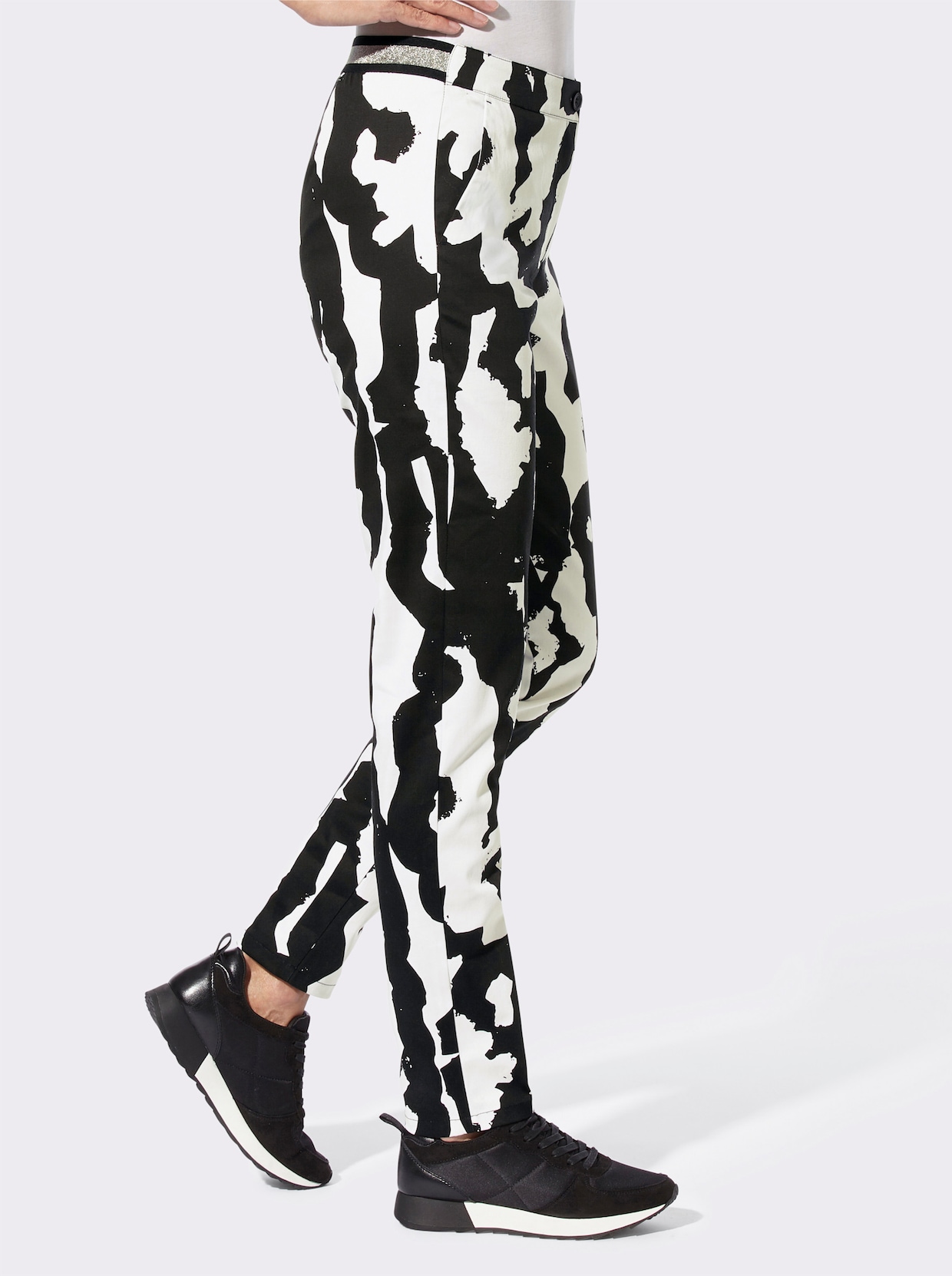 5-pocket jeans - zwart/wit geprint