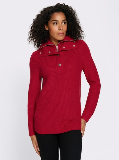 Schipperstrui met dubbele kraag - rood