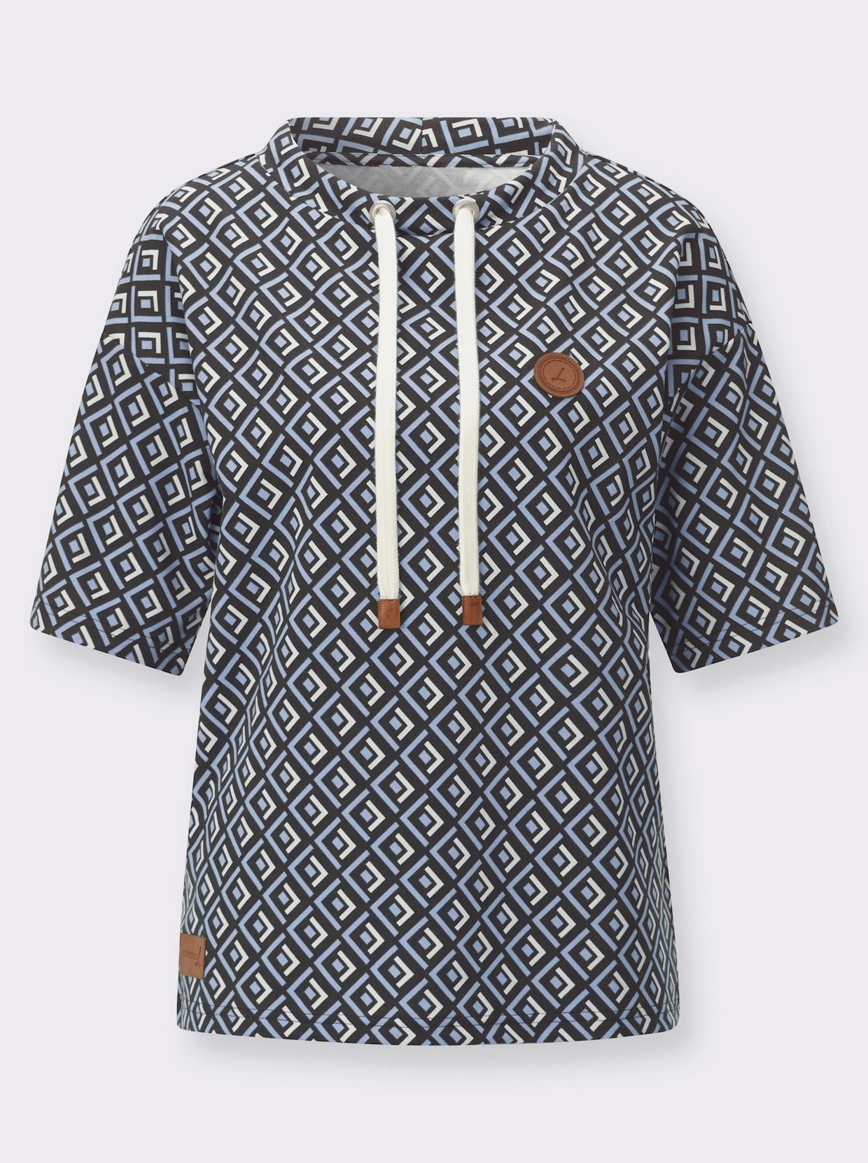 Sweatshirt im Druckmuster - eisblau-schwarz-gemustert