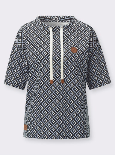 Sweatshirt im Druckmuster - eisblau-schwarz-gemustert