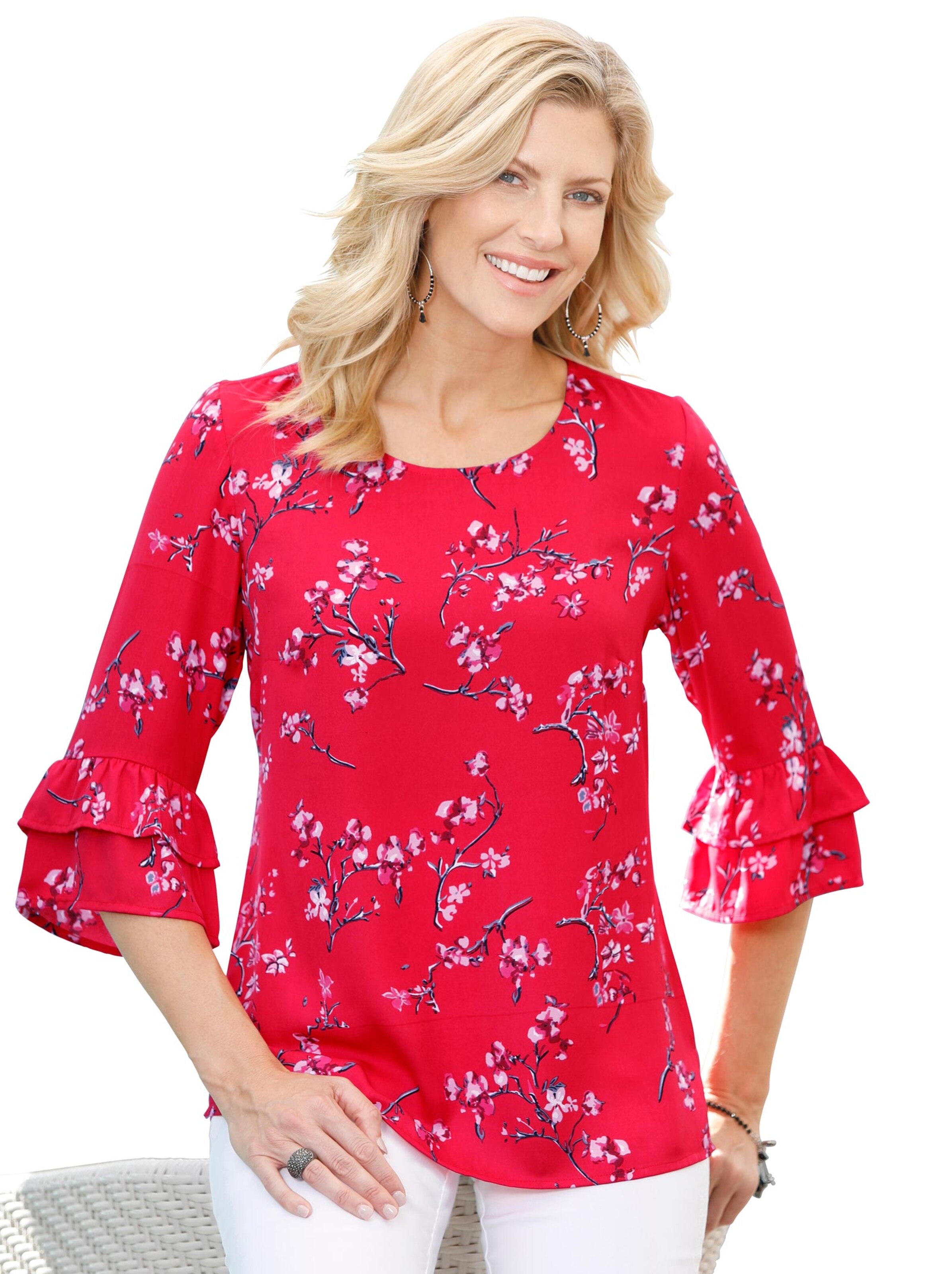 Bluse - rot-bedruckt