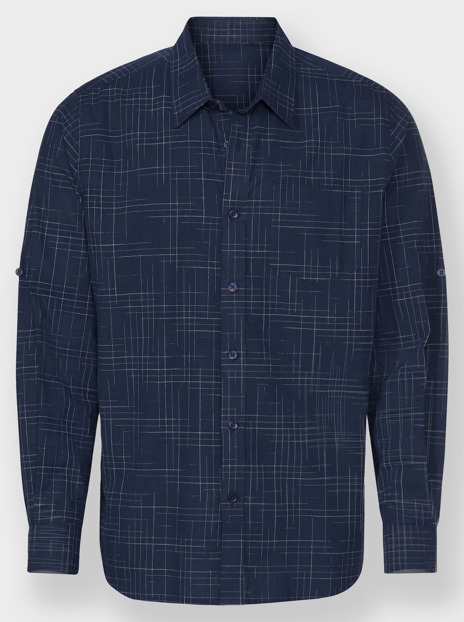 Catamaran Overhemd met lange opstroopbare mouwen - donkerblauw gedessineerd