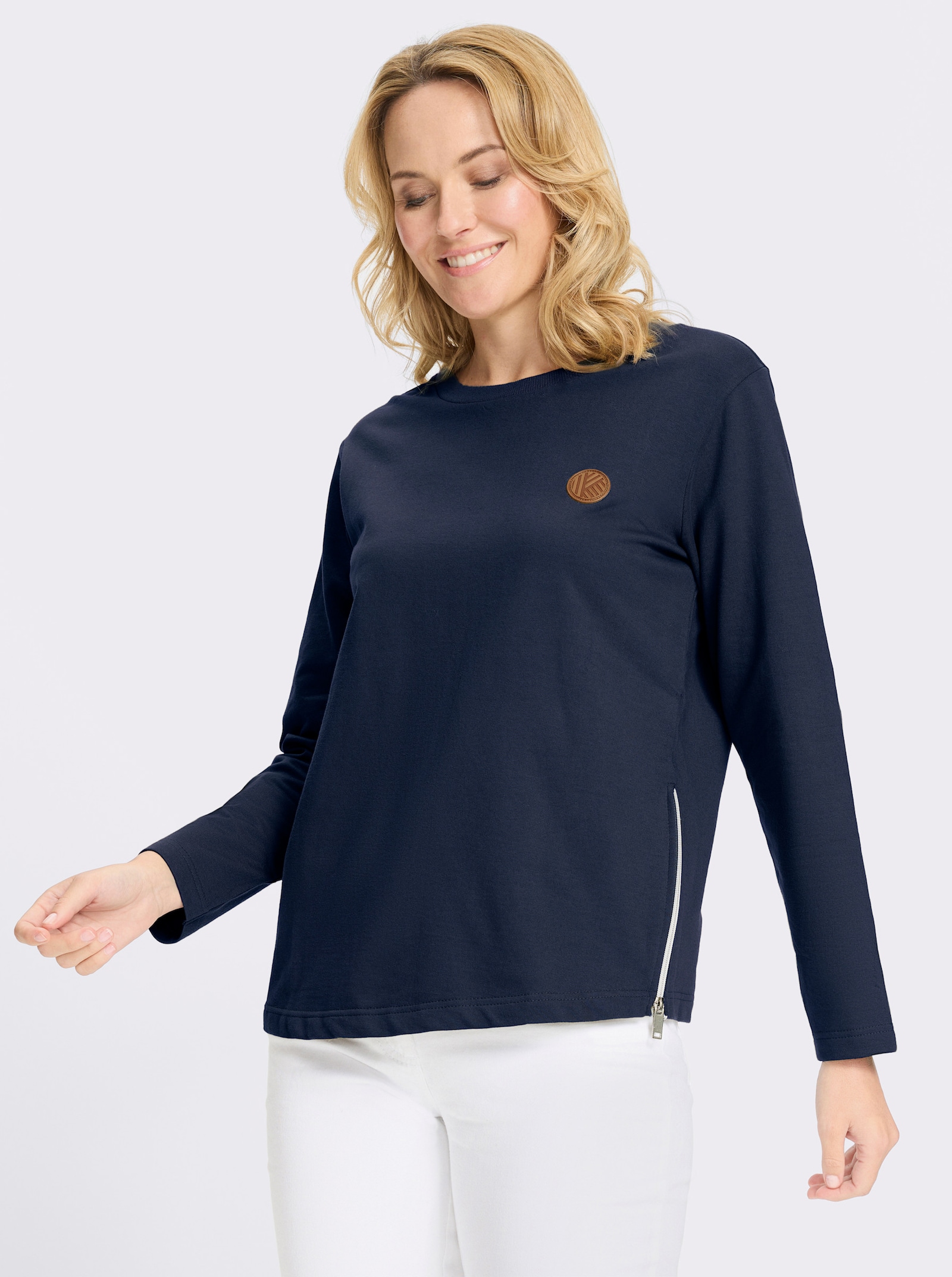 Sweatshirt mit Reißverschlüssen seitlich - marine