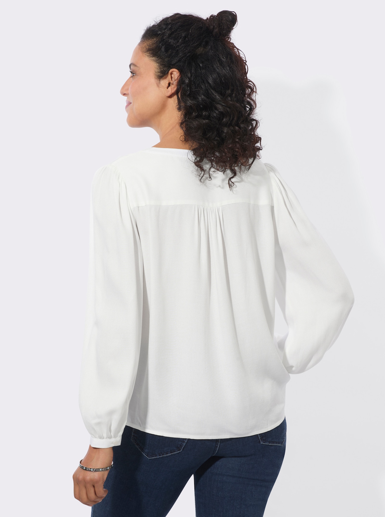  Longbluse in Crêpe-Qualität - ecru