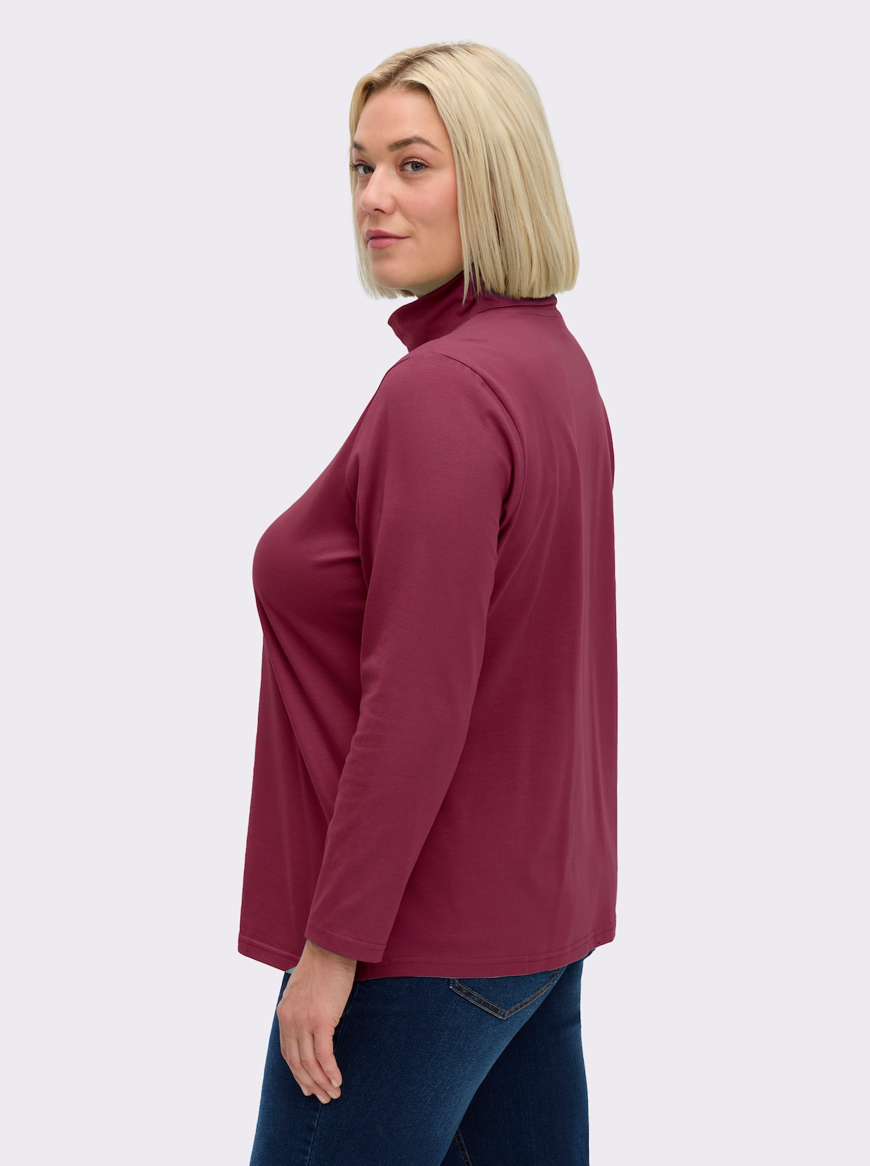 Rollkragenshirt mit langen Ärmeln - bordeaux