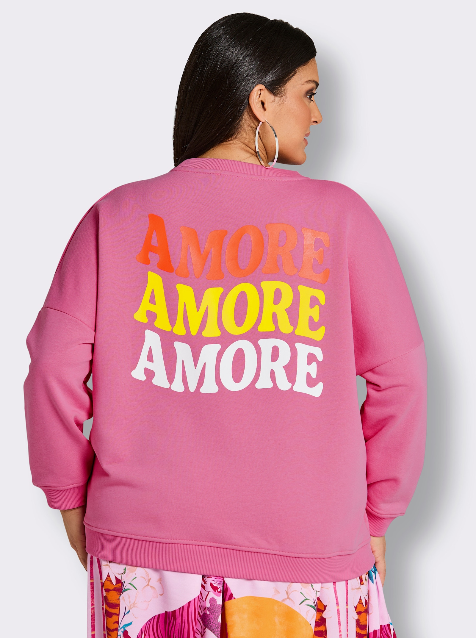 sheego loves miss goodlife Sweatshirt mit Herz- und Statement-Print - altrosa-ecru-bedruckt