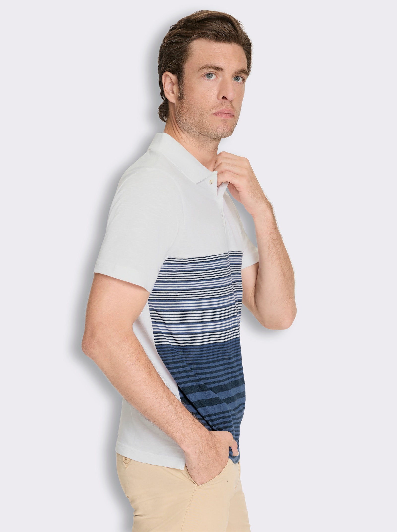 Poloshirt mit Streifen - dunkelblau-weiß-gestreift