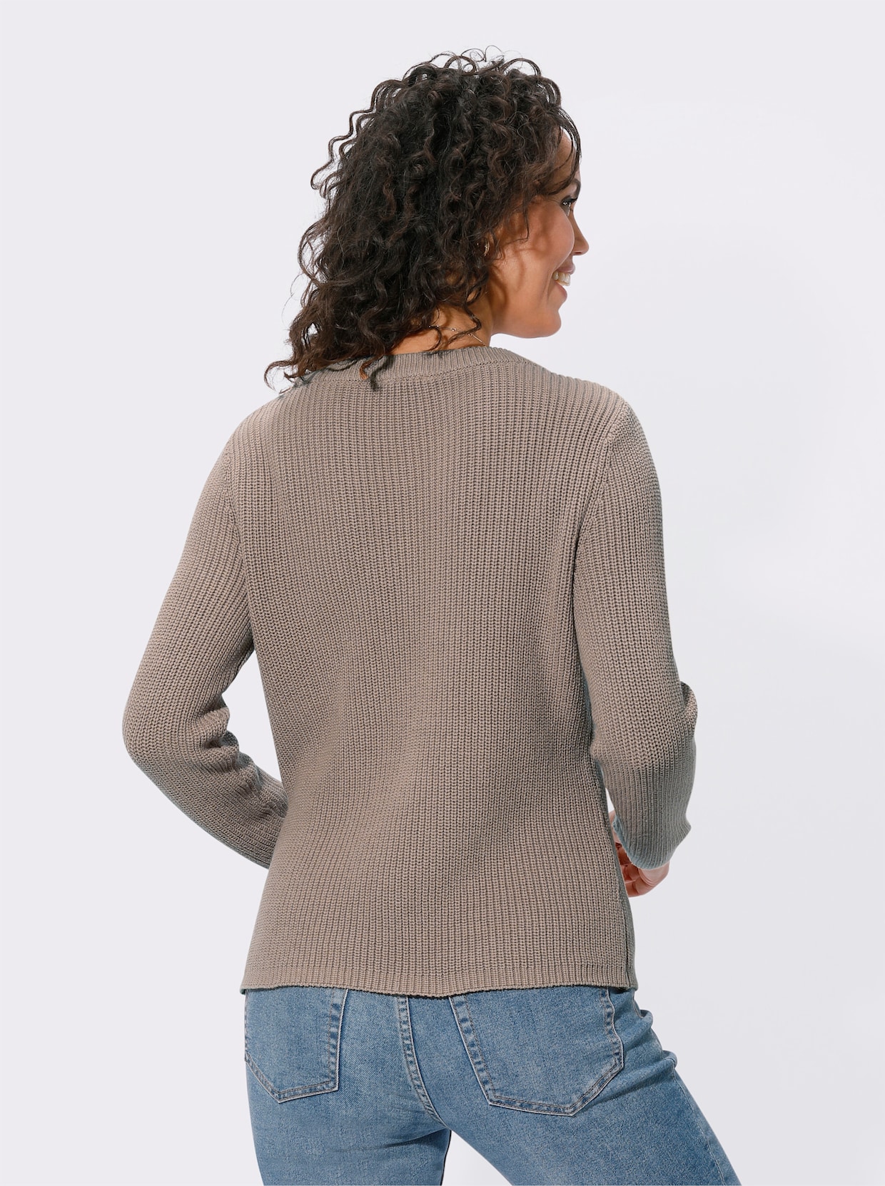 Pullover met ronde hals - taupe