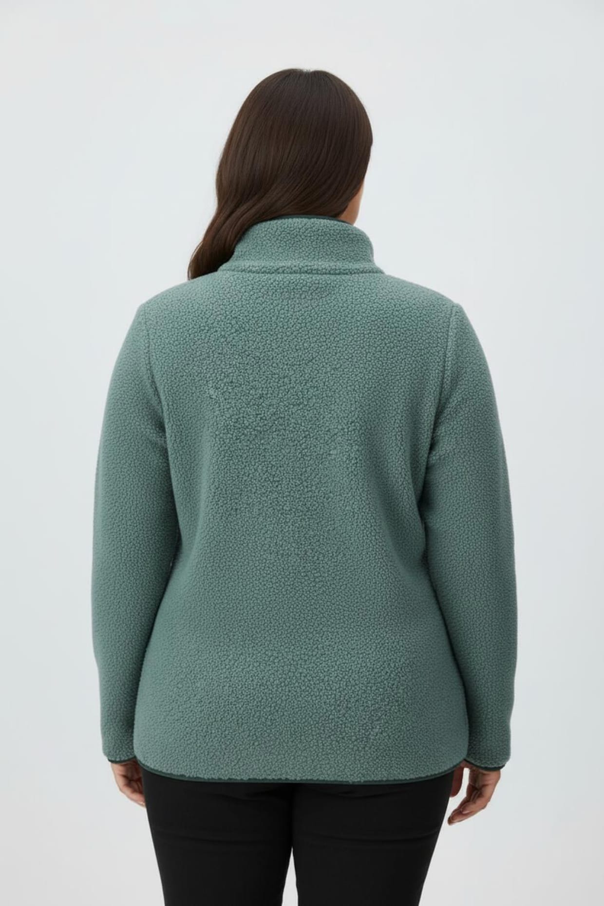 Fleeceshirt mit Kontrastpaspeln - jade