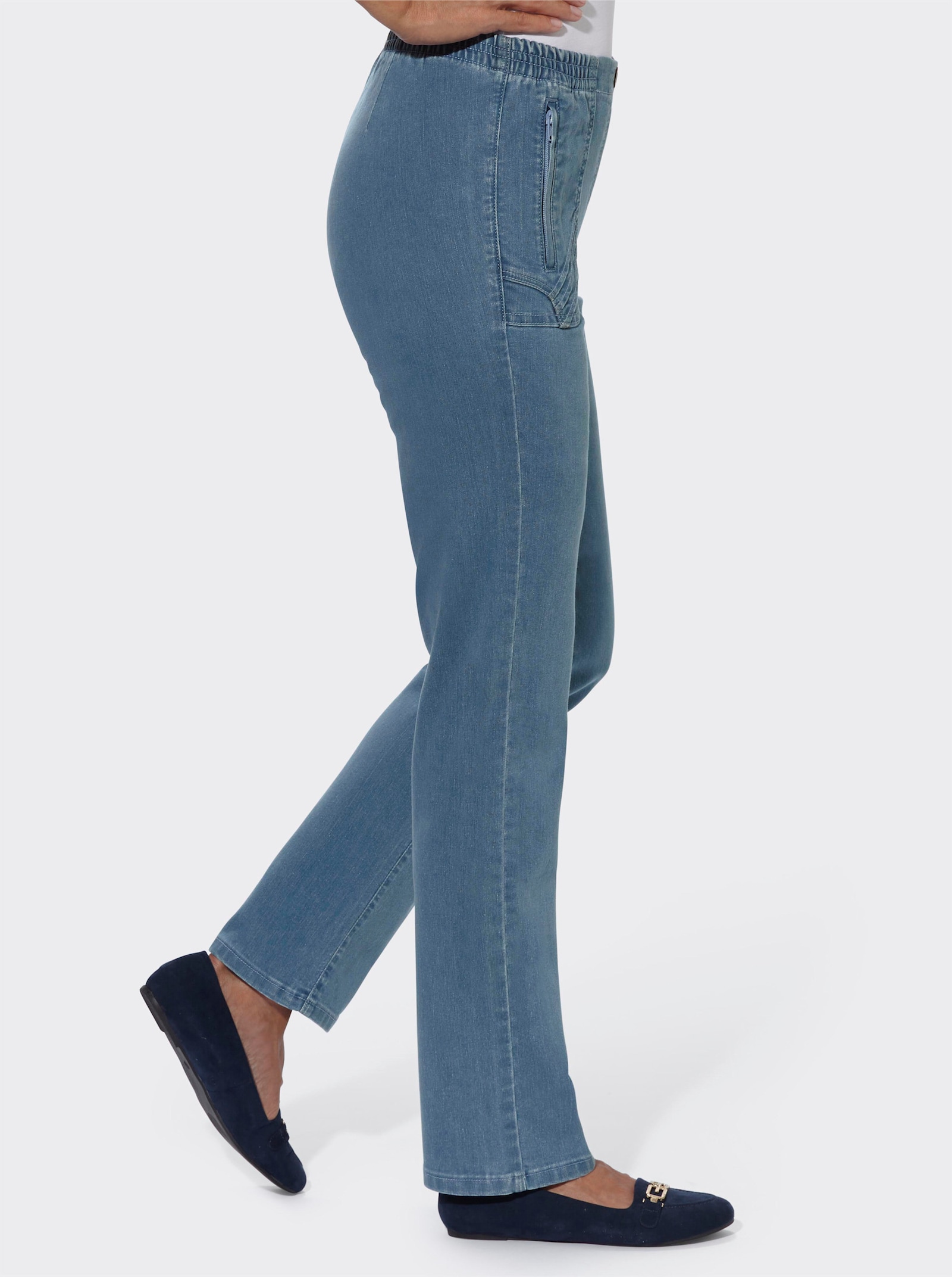 Comfortjeans met ritszakken - blue-bleached