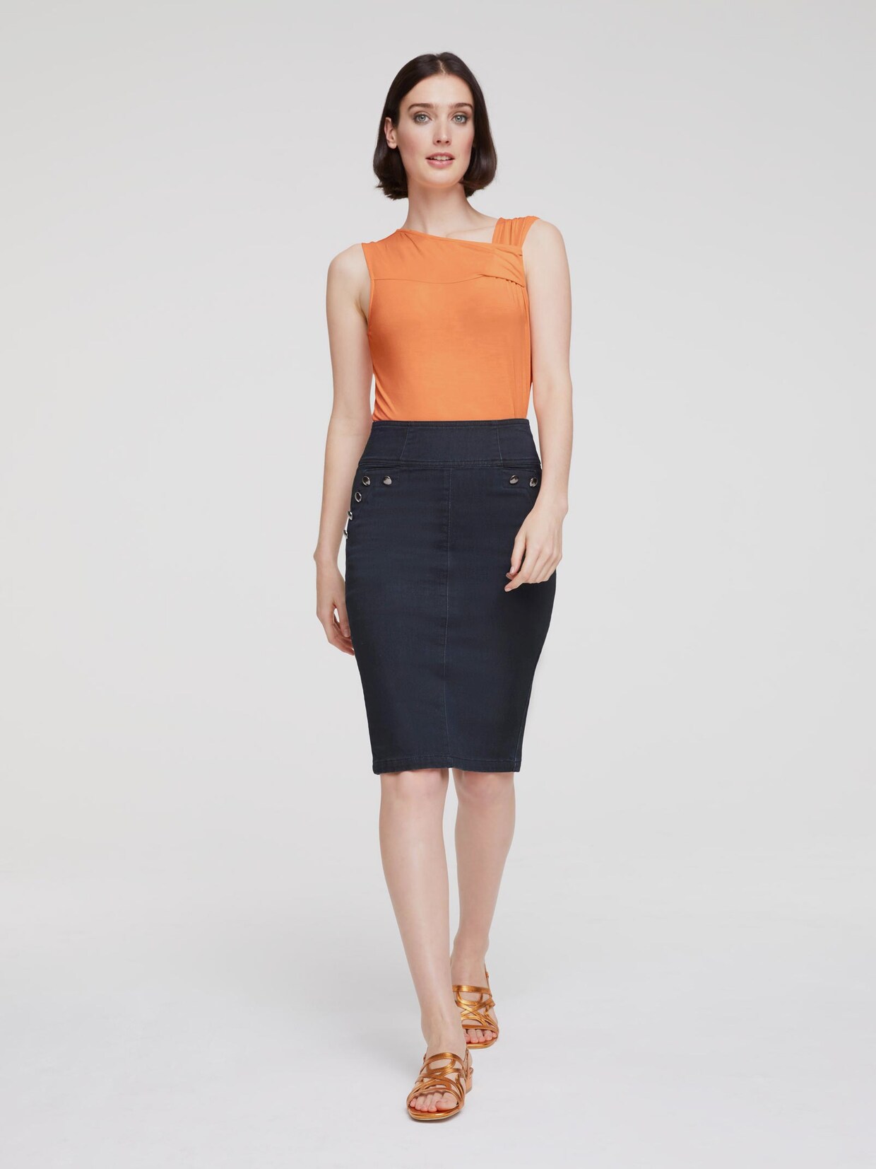 Ashley Brooke Shirttop - mandarin