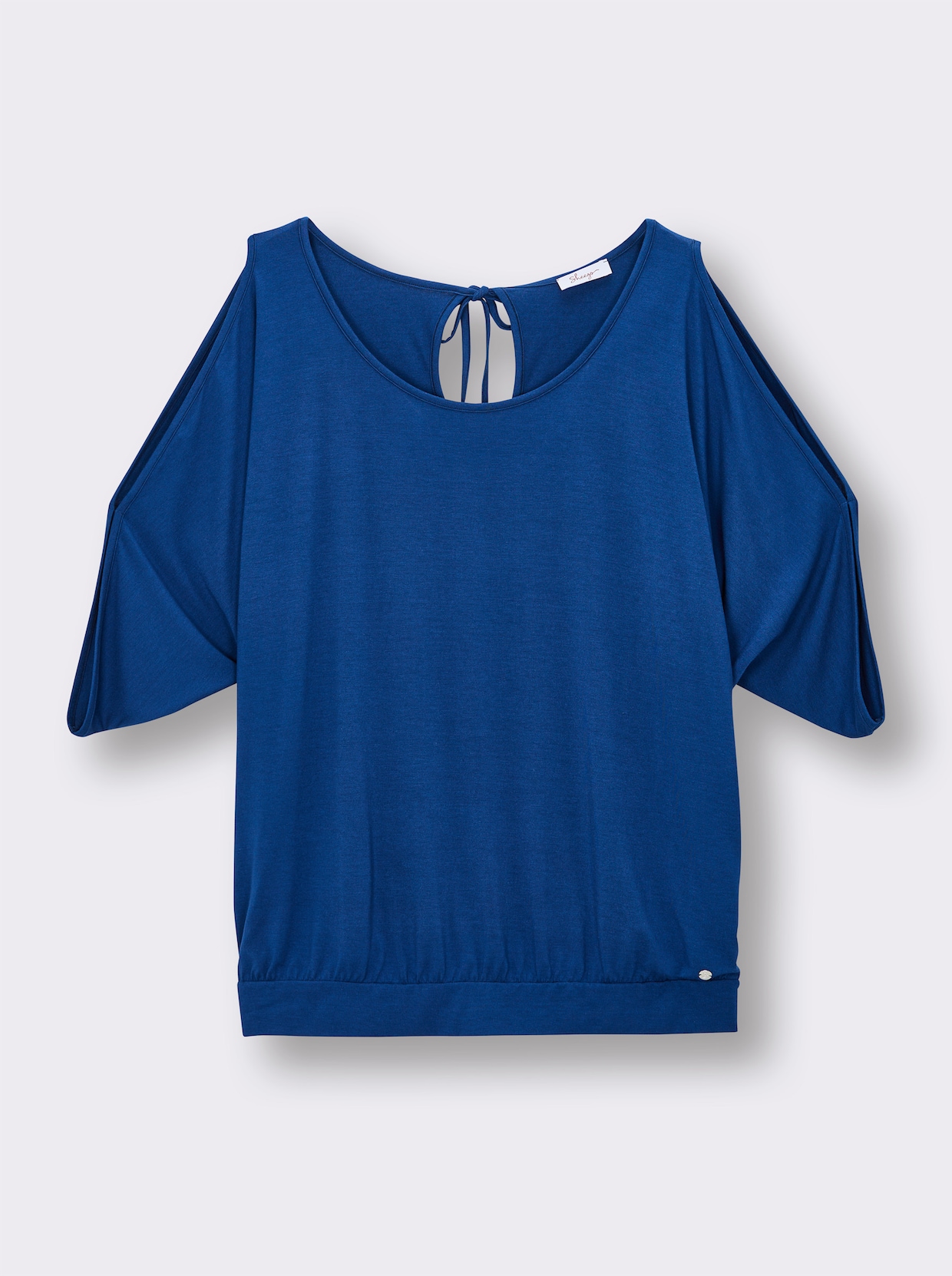 sheego Shirt mit Cut-outs und Bindeband - royalblau