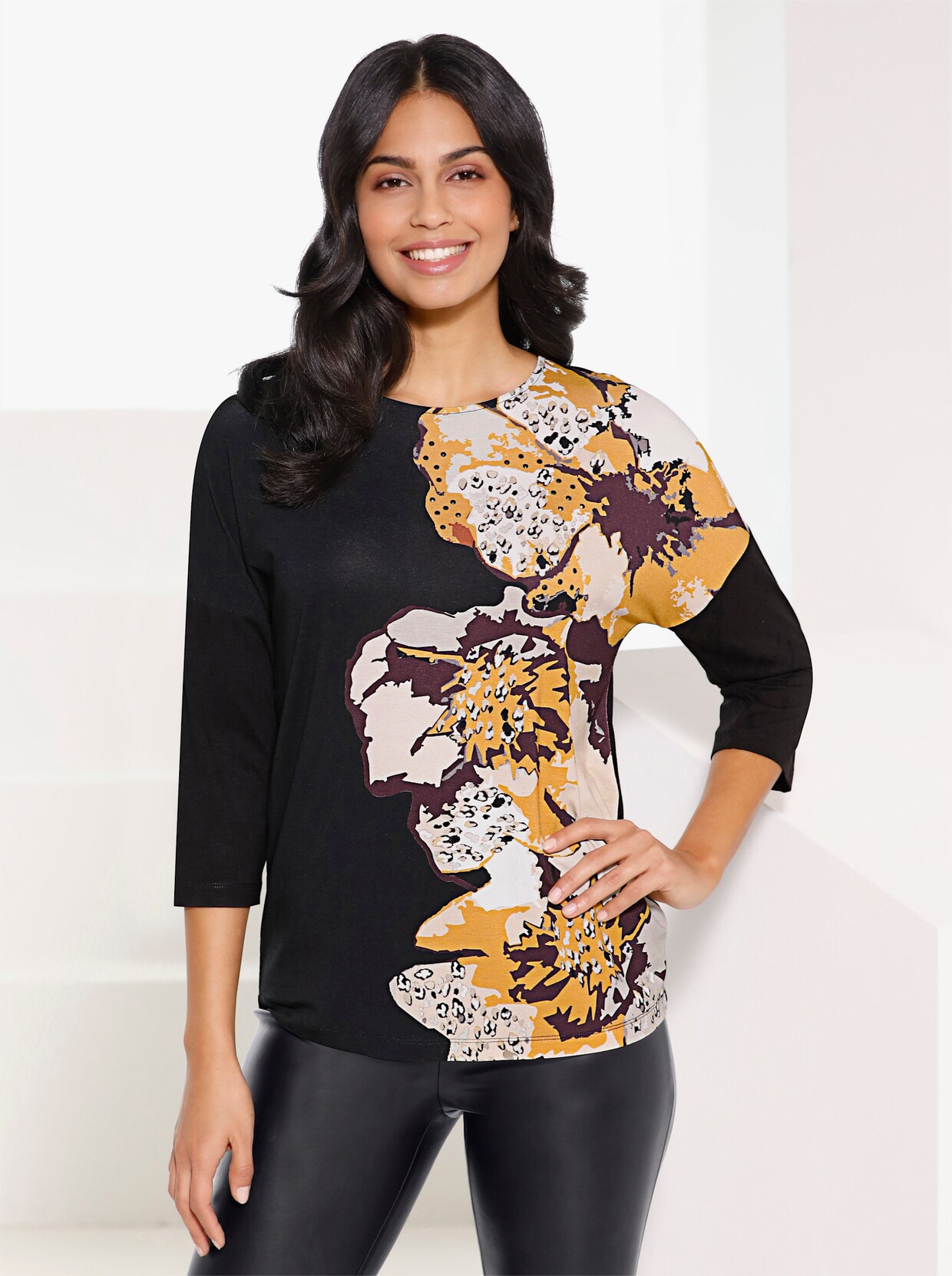 Print-Shirt - schwarz-bedruckt