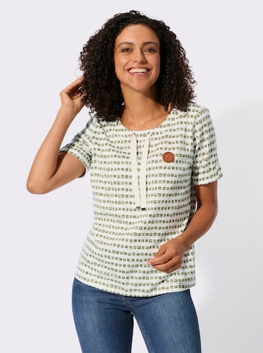 Print-Shirt - khaki-ecru-bedruckt