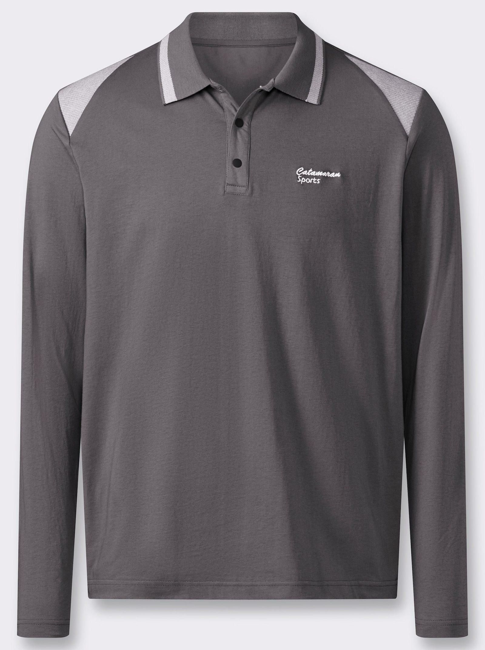 Catamaran Sports Langarm-Poloshirt mit Jacquard-Einsätzen - anthrazit