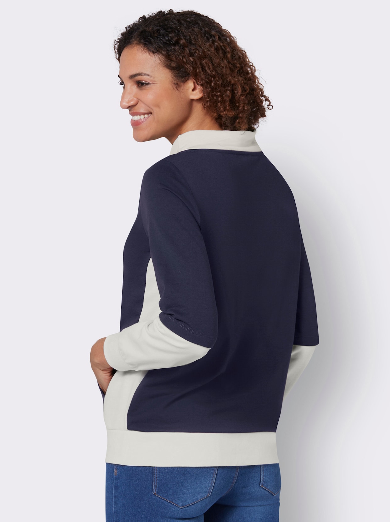 Shirt met lange mouwen - marine/champagne