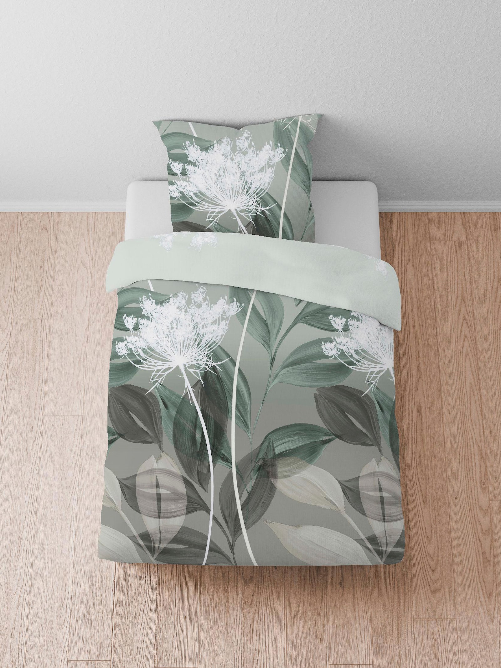 Biberna Bettwäsche - grün-bedruckt