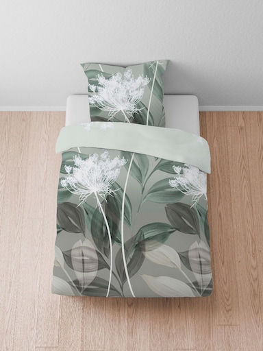 Biberna Bettwäsche - grün-bedruckt