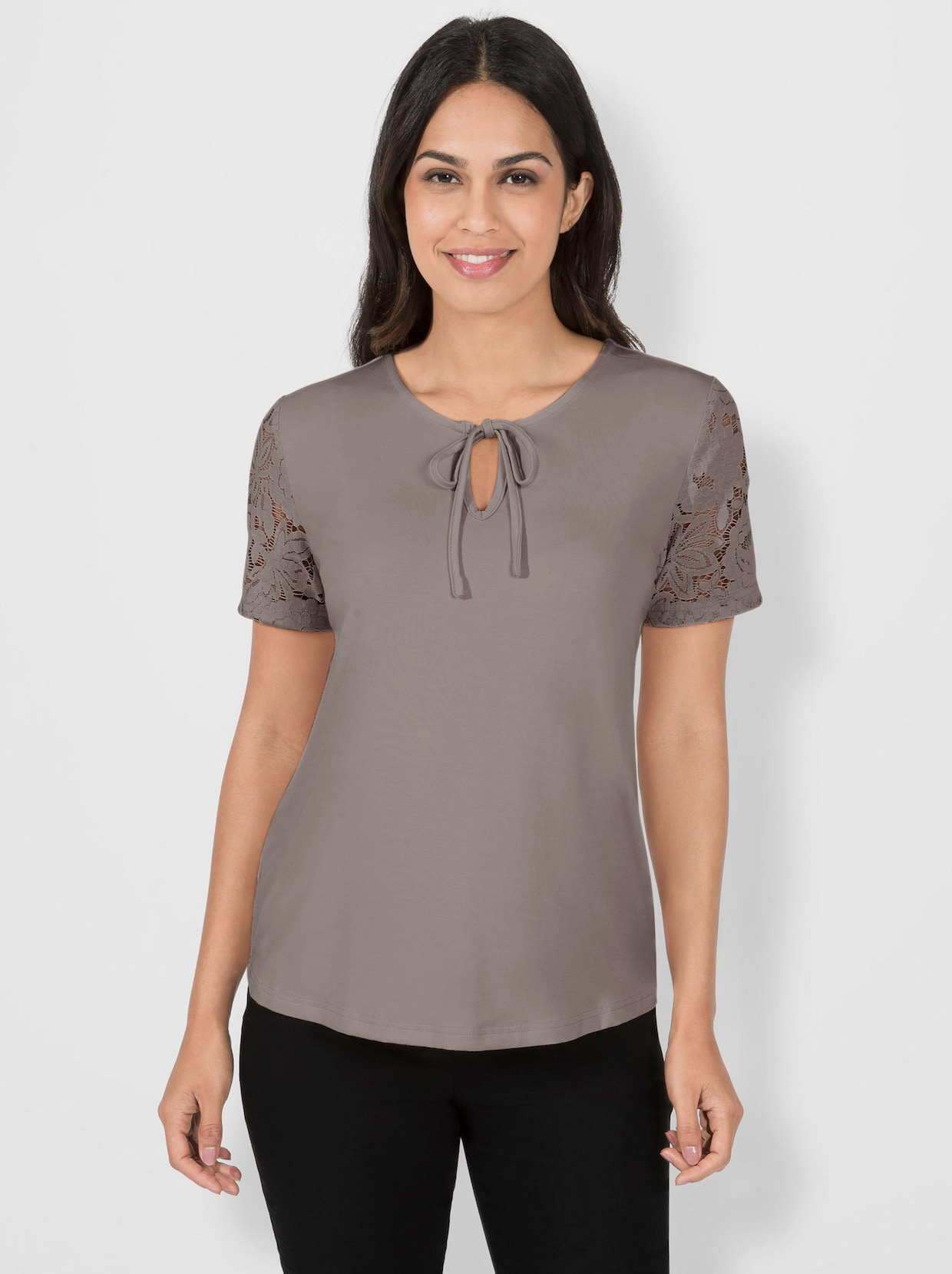 Kurzarmshirt - taupe