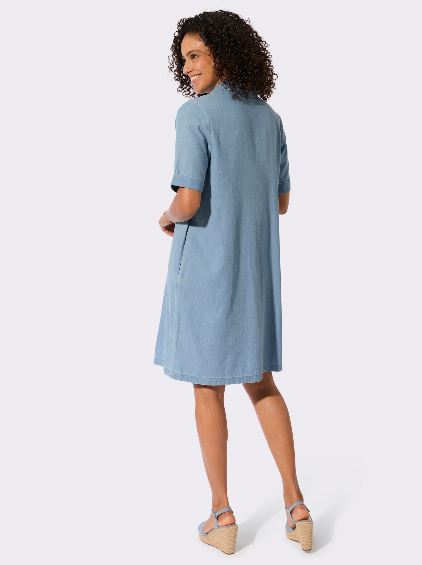 Jeanskleid in A-Form - blue-bleached